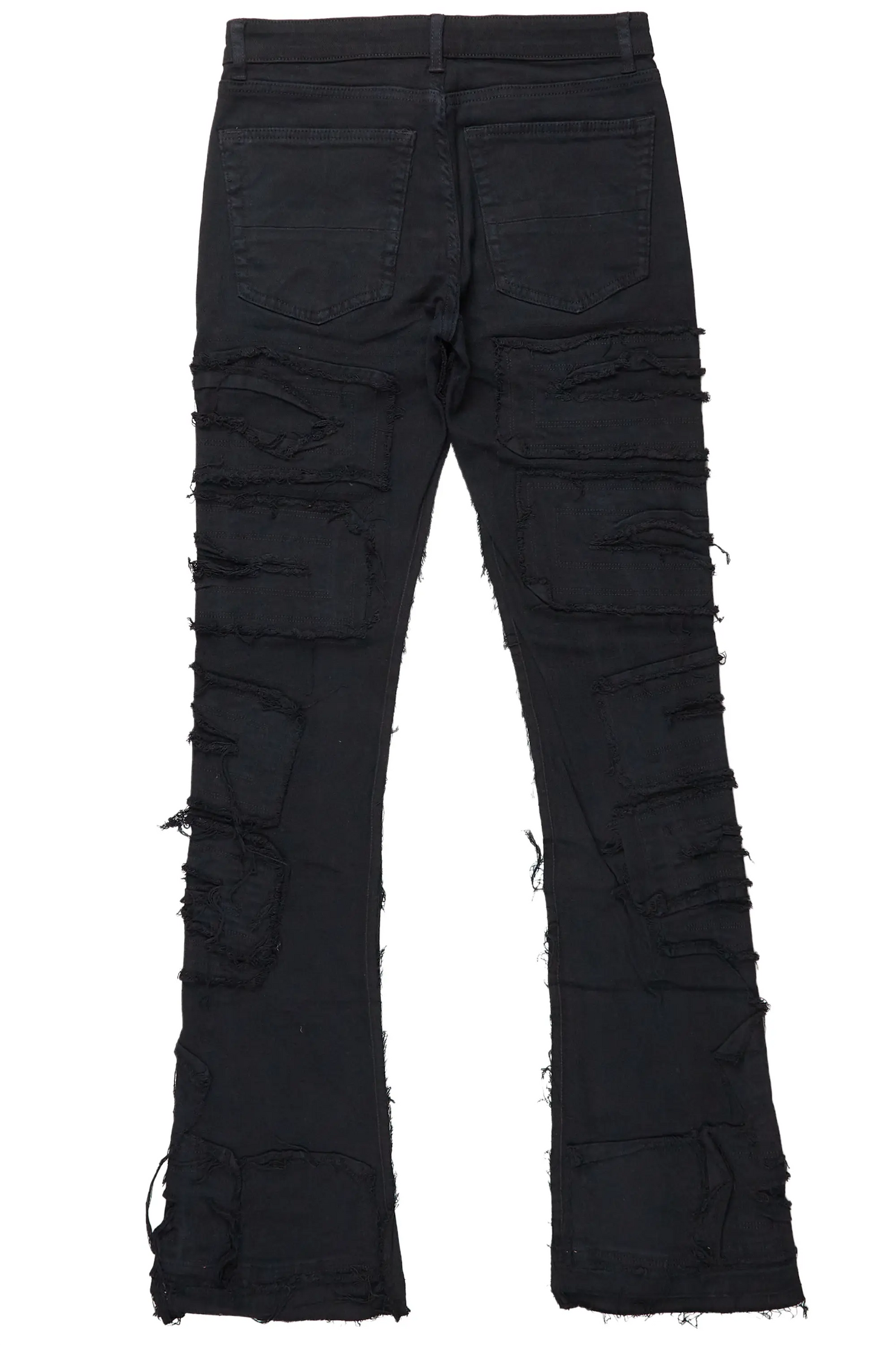 Wayland Black Stacked Flare Jean