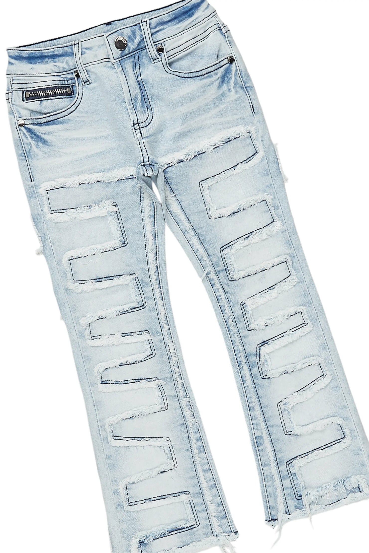 Boys Member Red/Blue Hoodie/Stacked Flare Jean Set