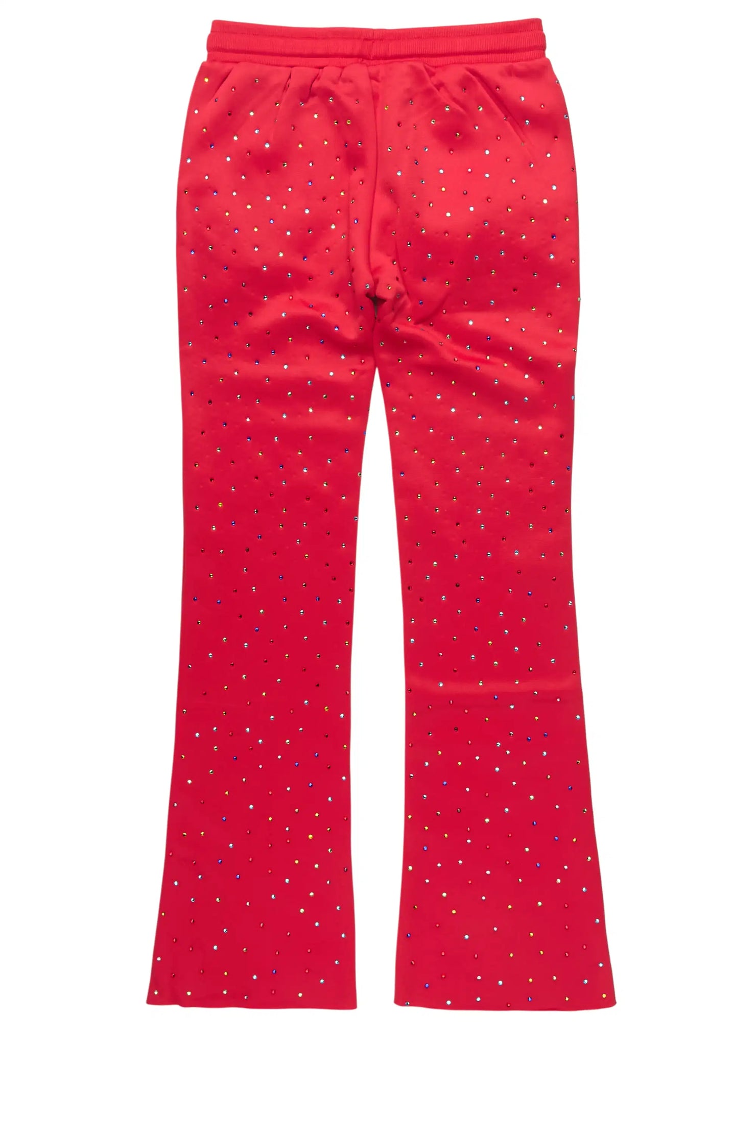 Girls Franchesca Red Rhinestone Stacked Track Pant