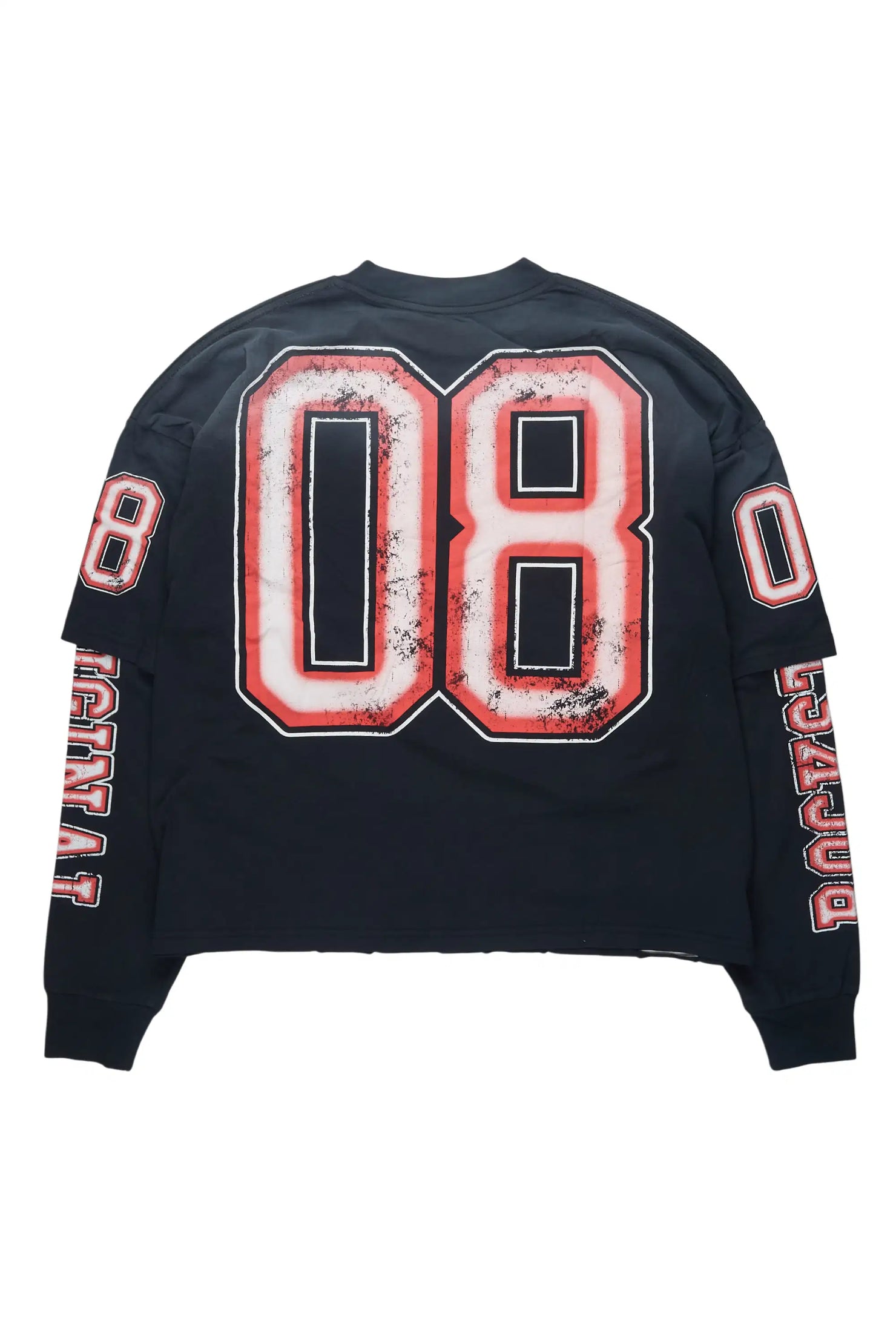 Fields Black/Red Double Layer Long Sleeve Graphic T-Shirt