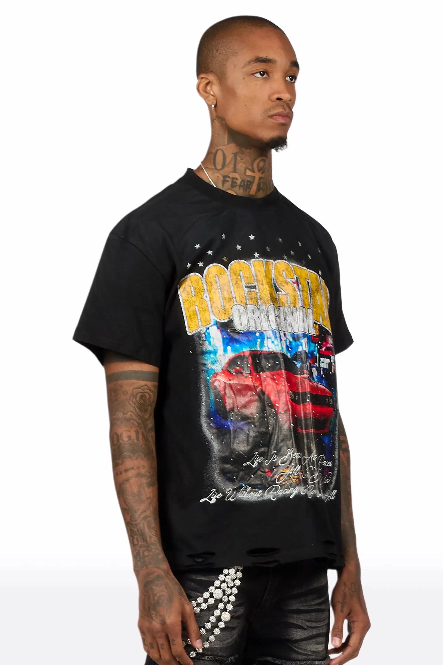Zerix Black Oversized Graphic T-Shirt