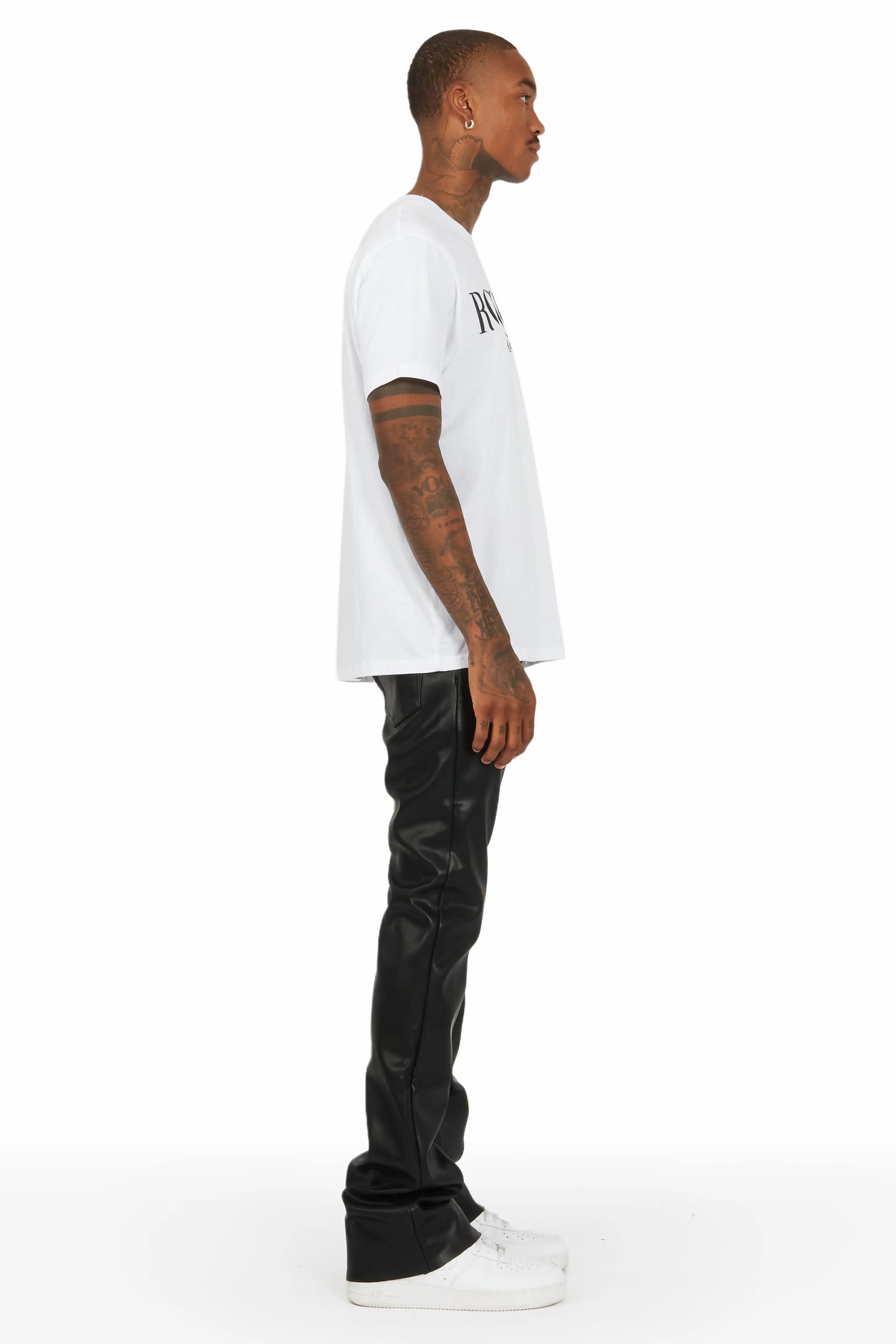 Ricky Black Super Stacked Faux Leather Pant