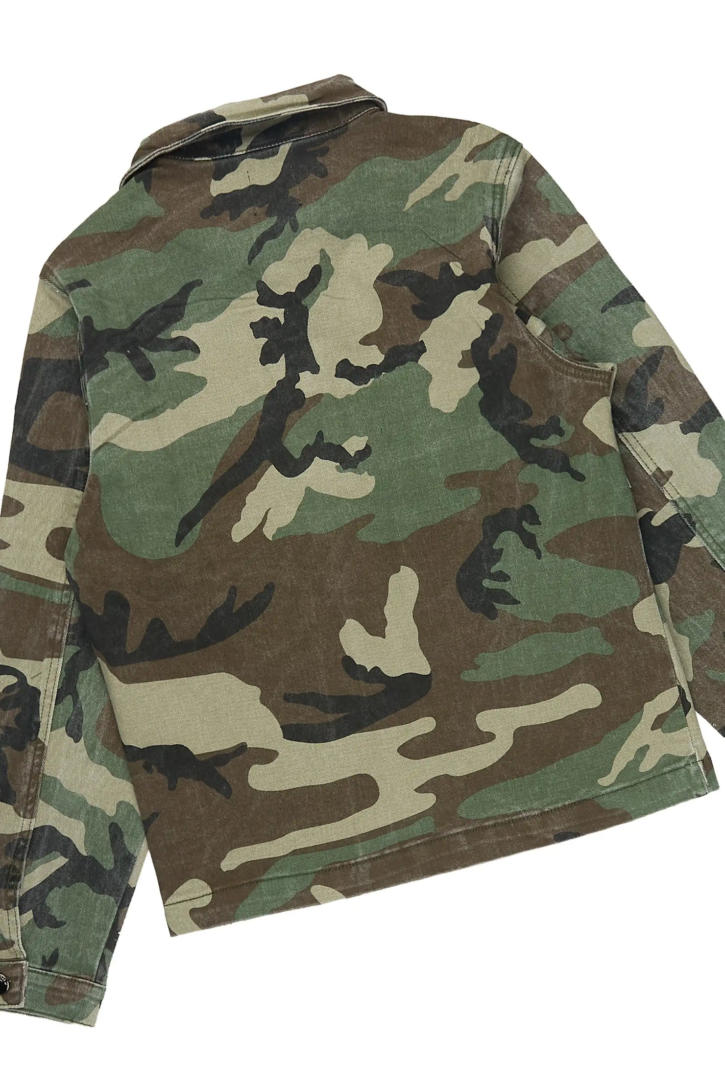 Boys Xyler Green Camo Rhinestone Button Down Shirt/Relaxed Jean Set