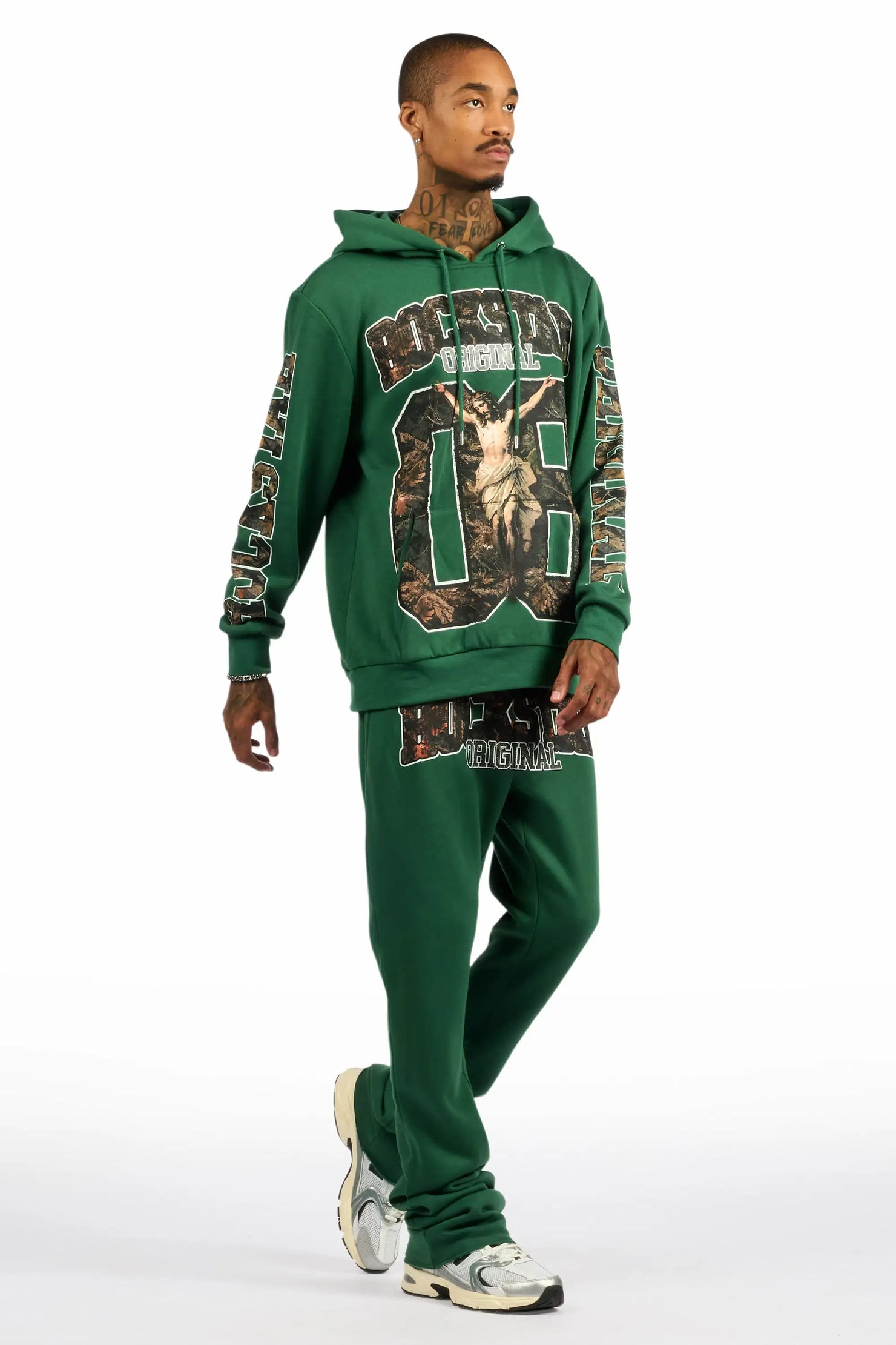 Fields Green Hoodie/Stacked Pant Track Set