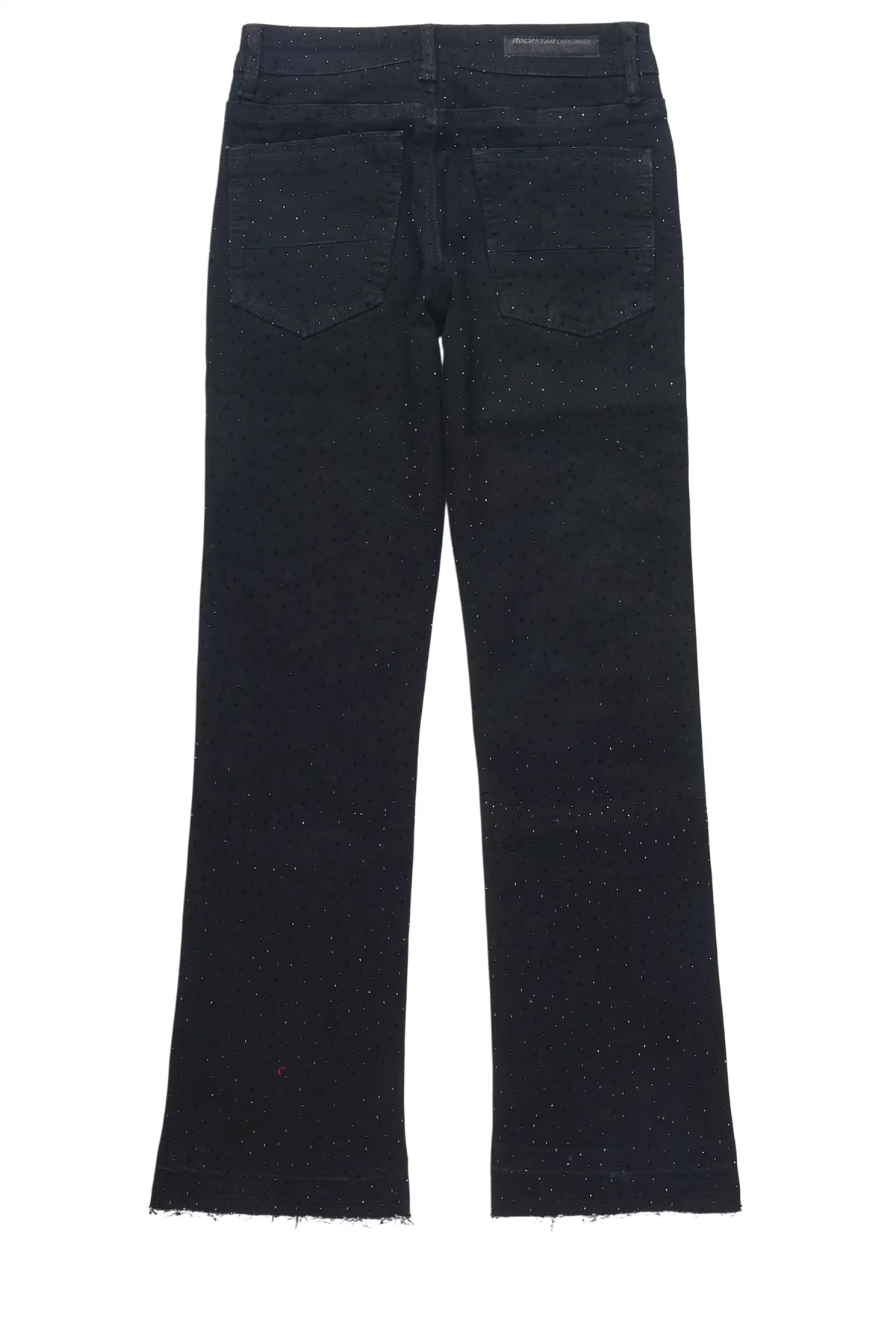 Boys Demir Black Rhinestone Stacked Flare Jean