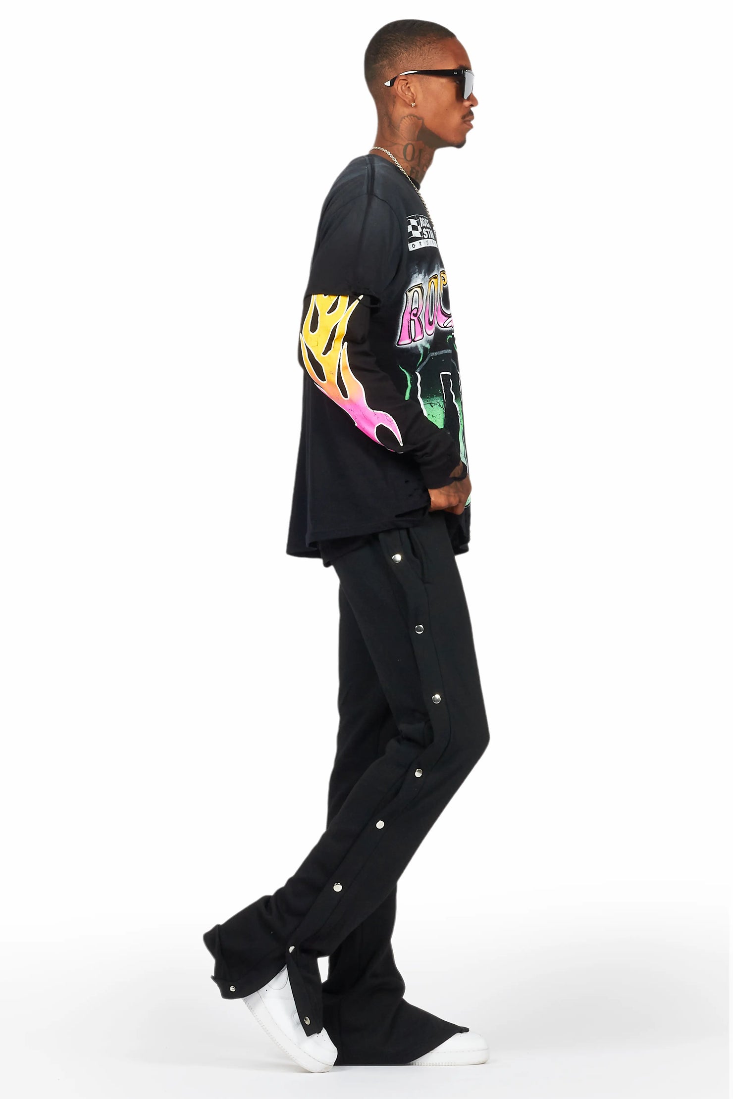 Quito Black Double Layer Graphic T-Shirt