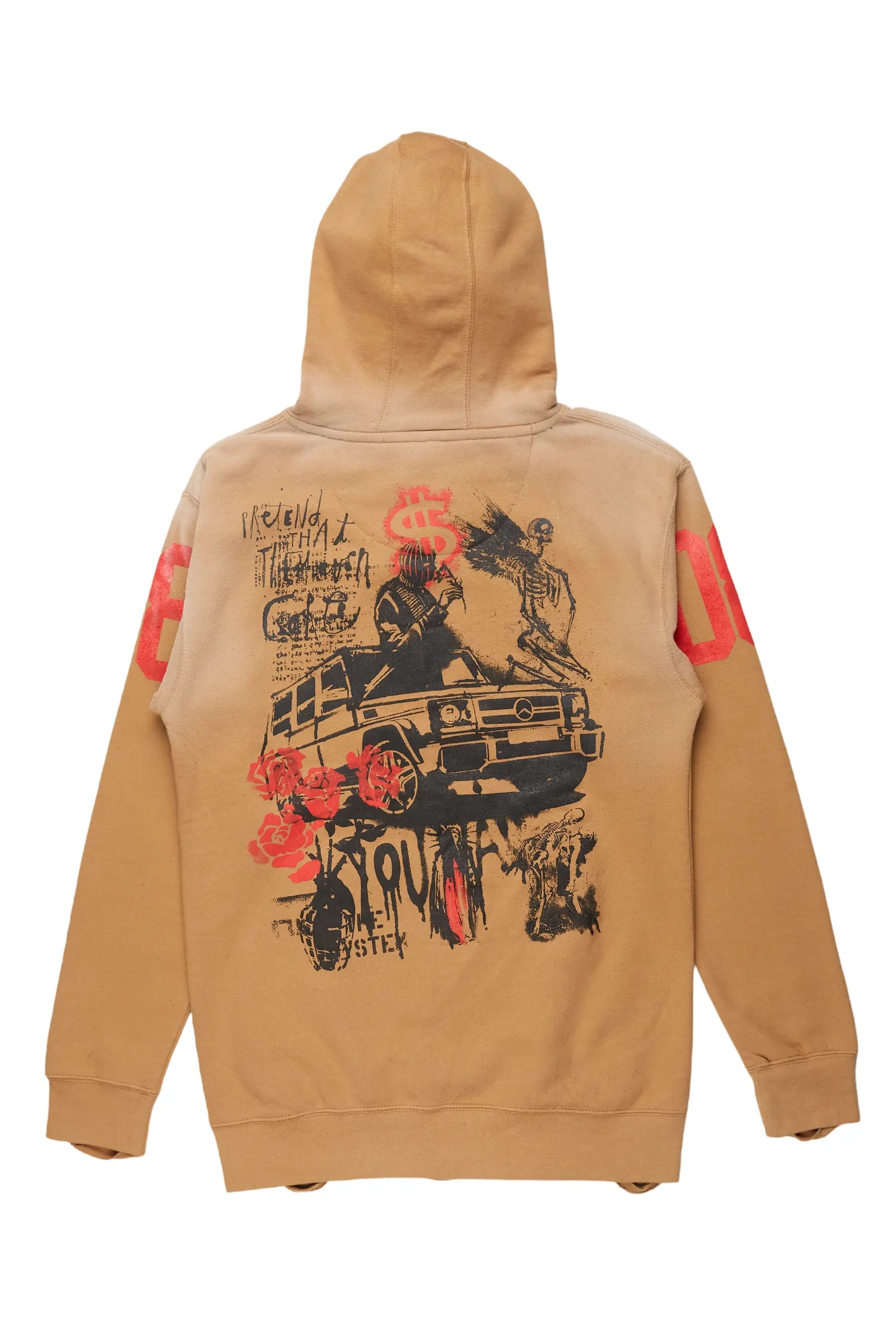 Grill Tan Distressed Graphic Hoodie