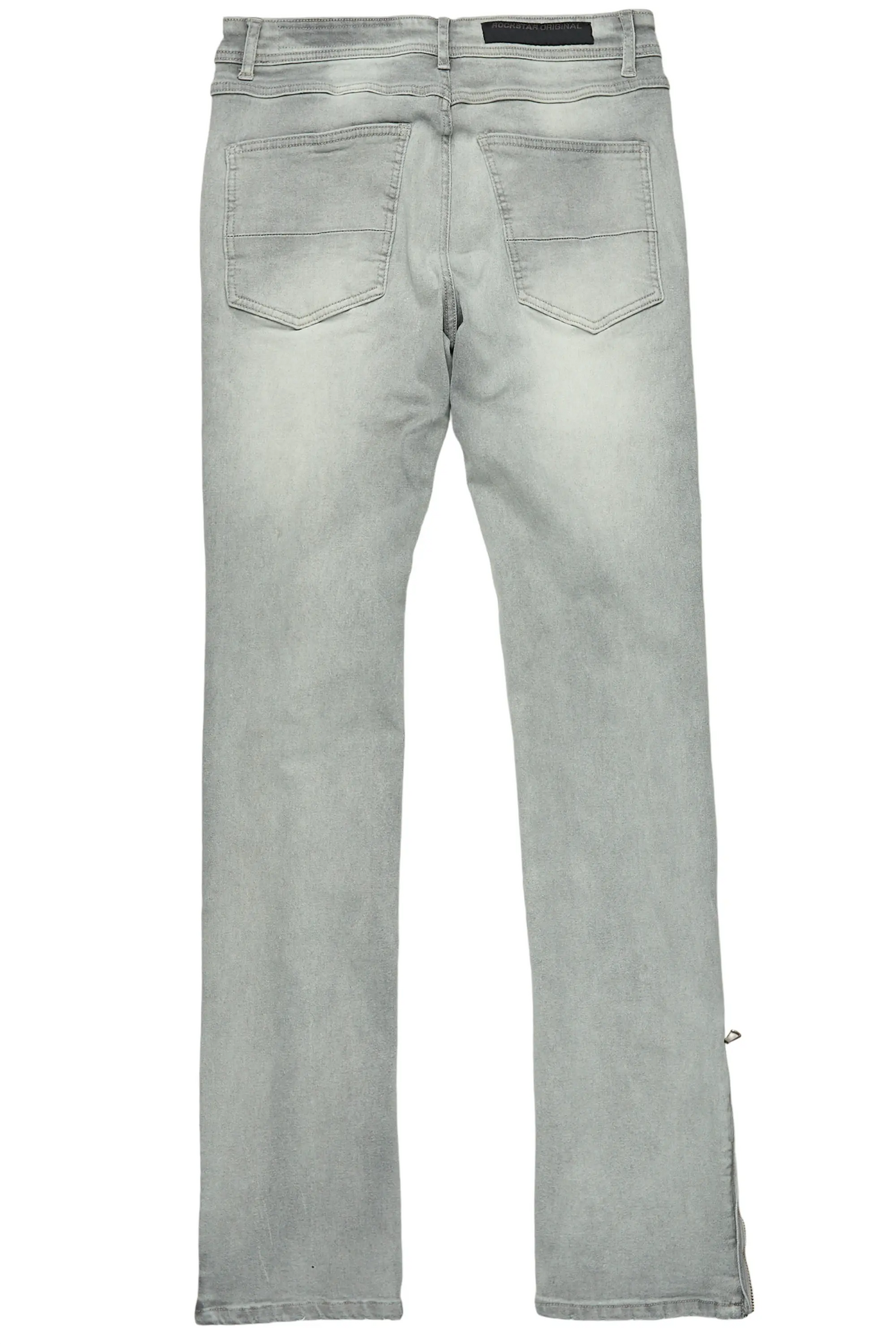 Ezio Light Grey Stacked Flare Jean