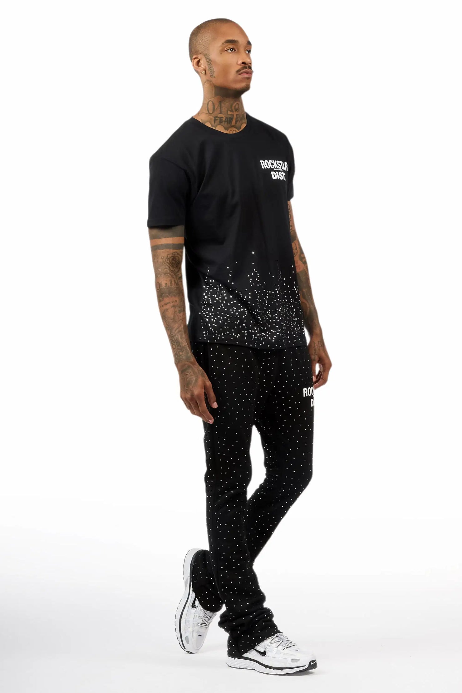 Alpine Black/Black Rhinestone T-Shirt/Stacked Track Set