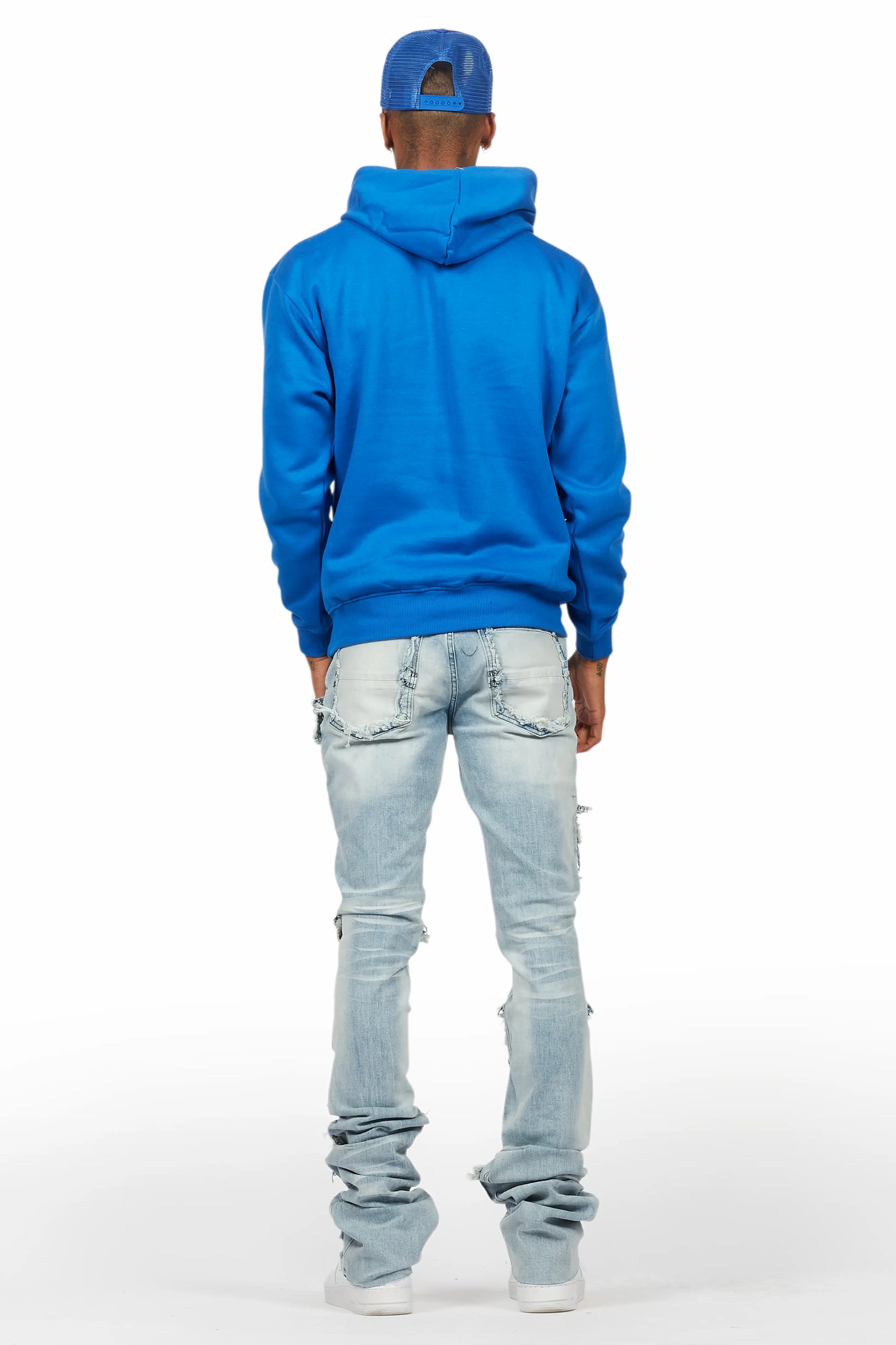 Basic Trio Royal Blue Super Stacked Flare Jean Set