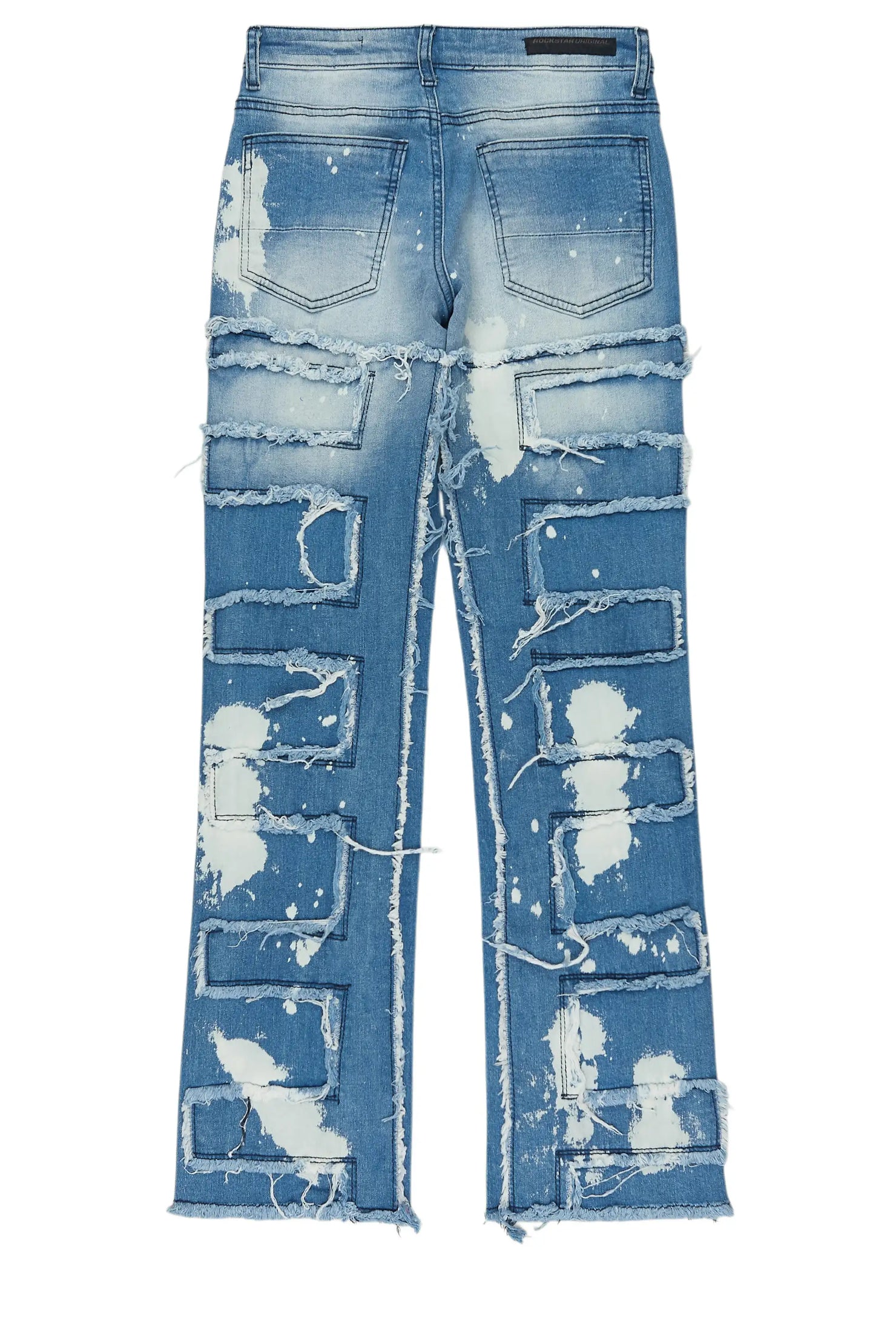 Girls Bannie Blue/Pink Stacked Painter Flare Jean