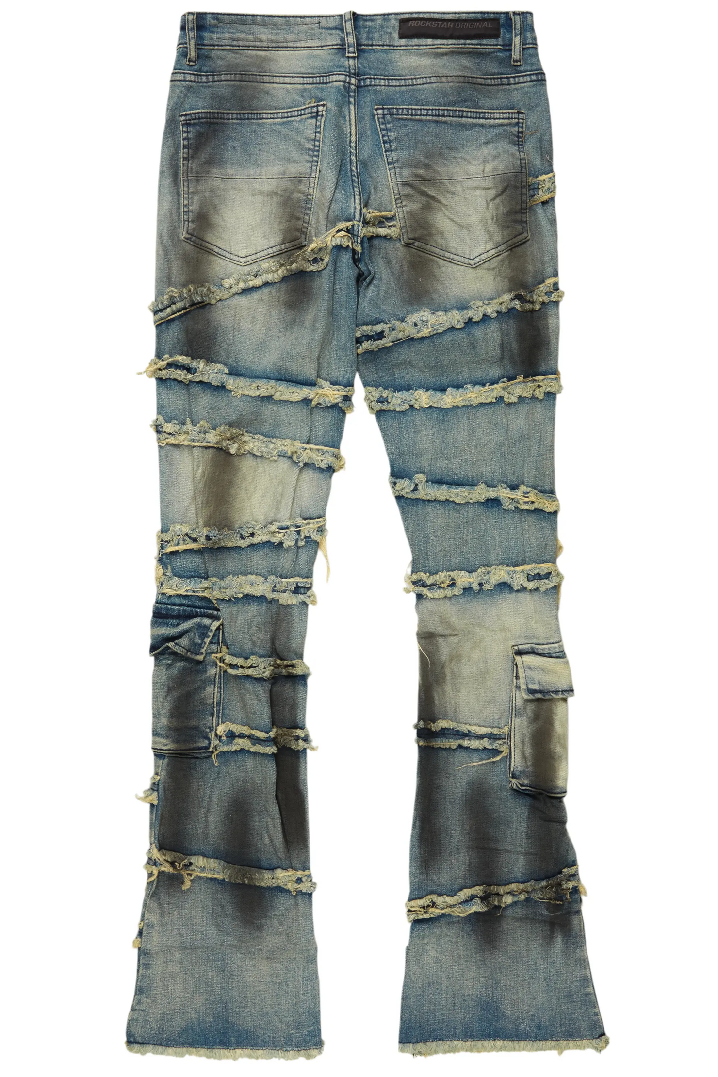 Yves Blue Stacked Flare Cargo Jean