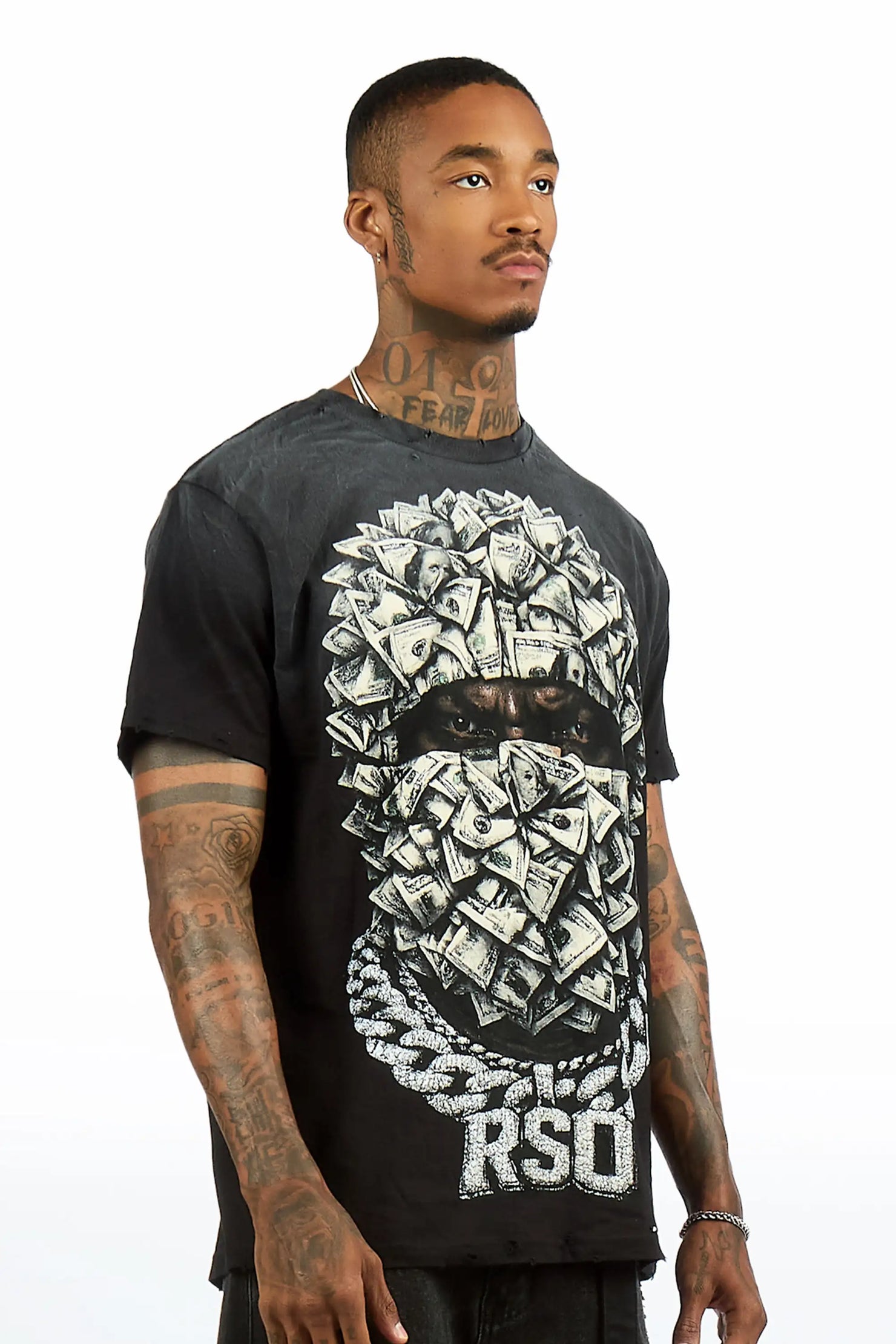 Kairox Black Oversized Graphic T-Shirt