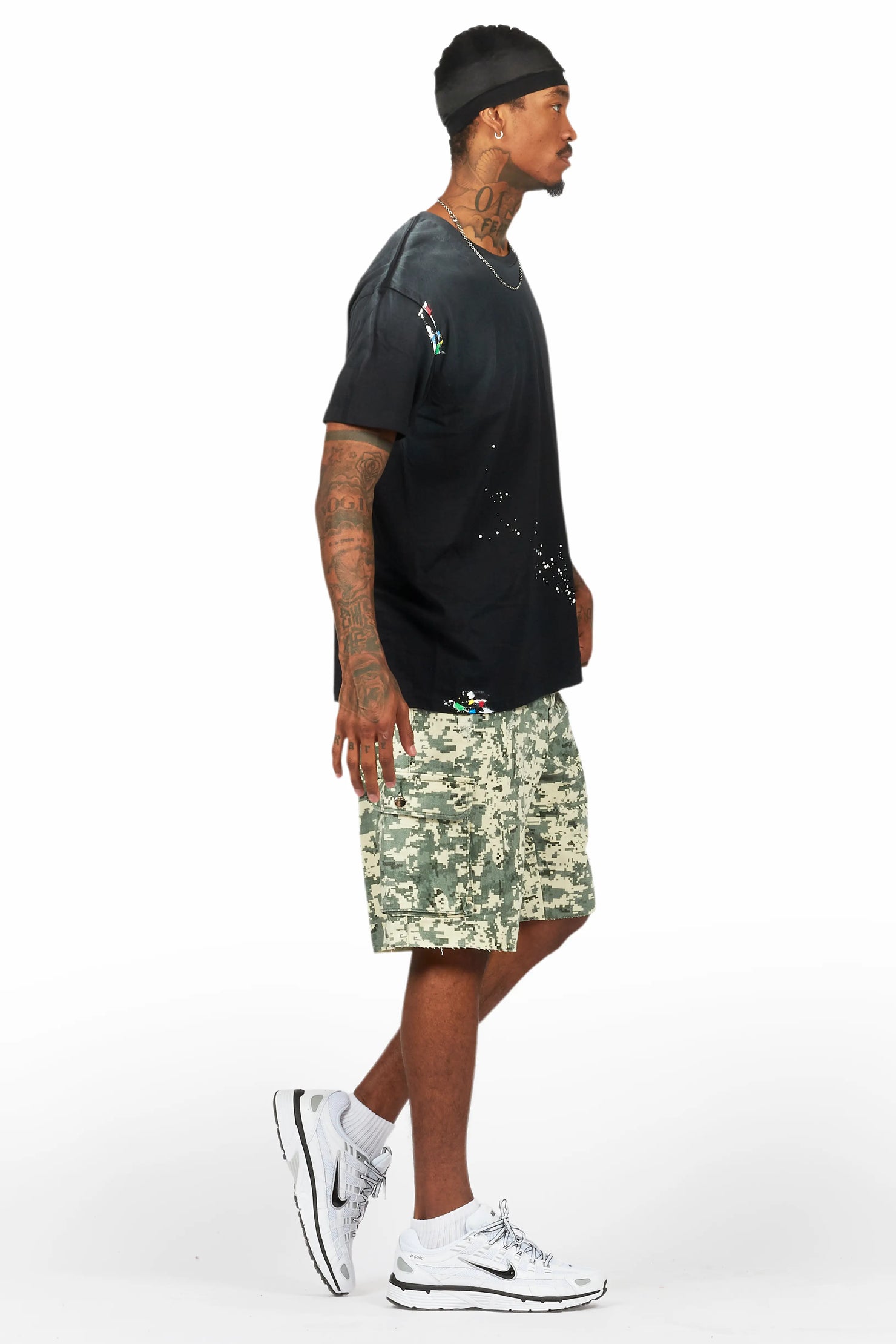 Palmer Black/Camo T-Shirt/Denim Short Set
