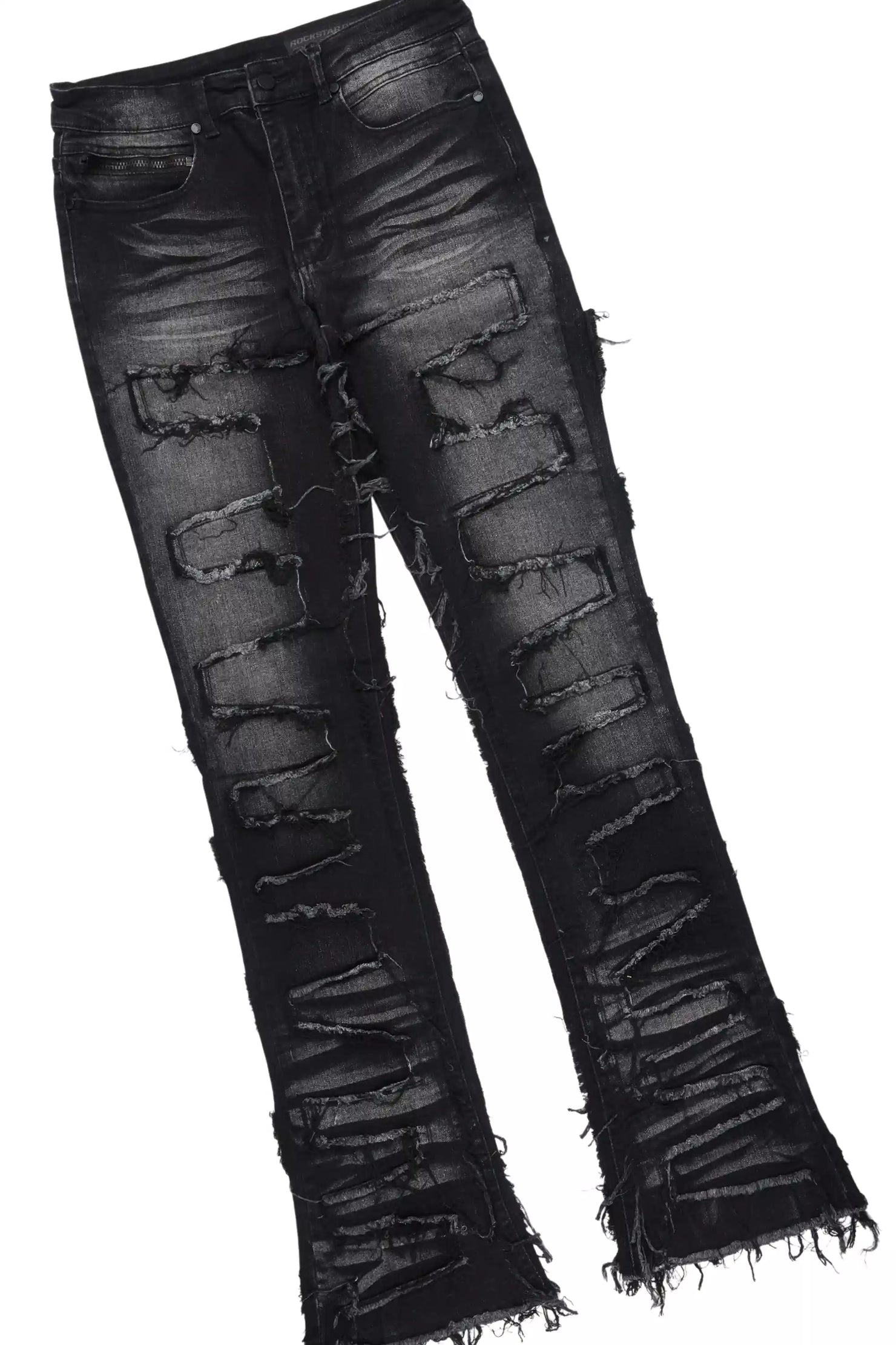 Schtupp Black Oversized T-Shirt/Stacked Flare Jean Bundle