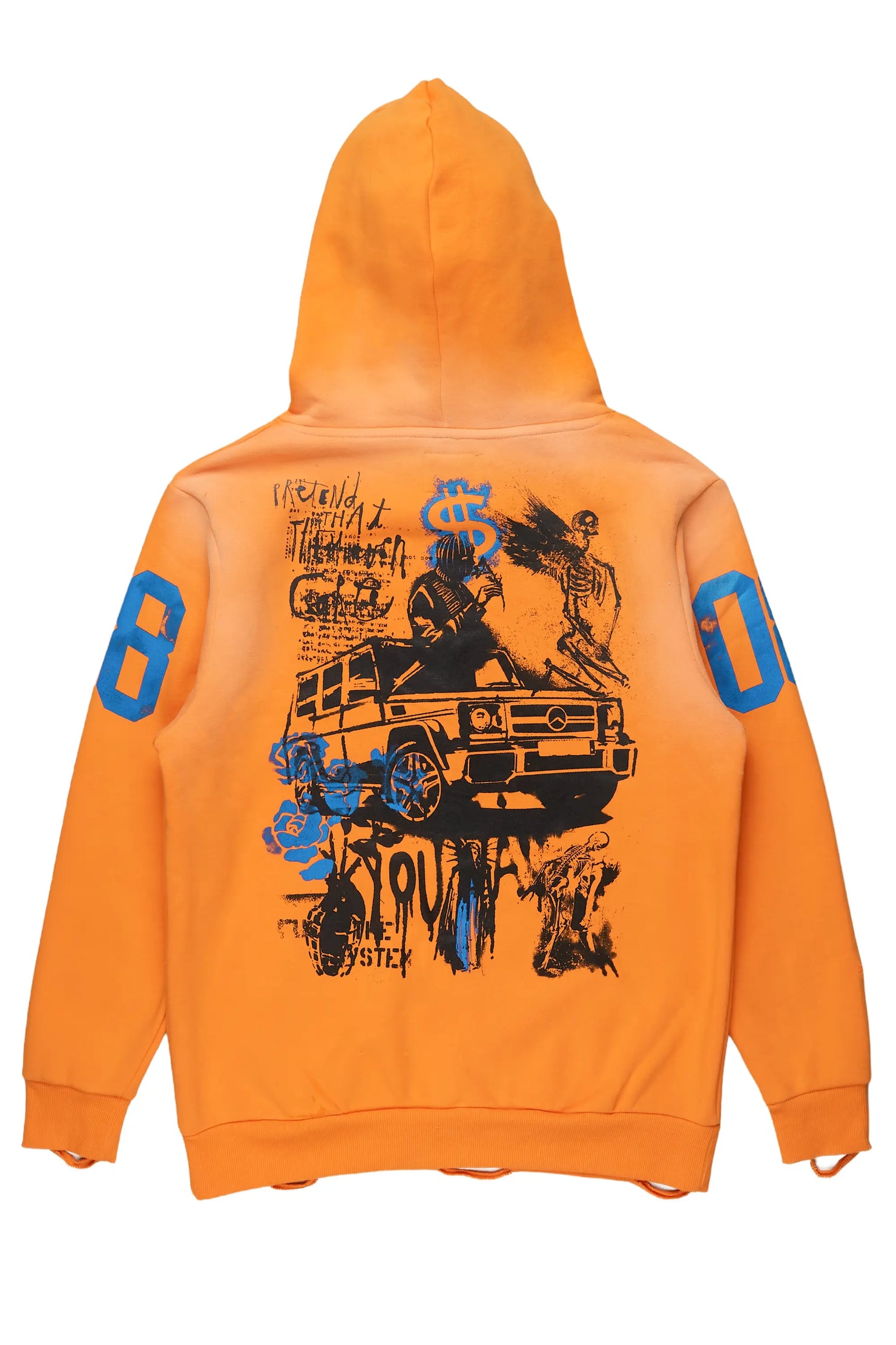 Grill Orange Distressed Graphic Hoodie
