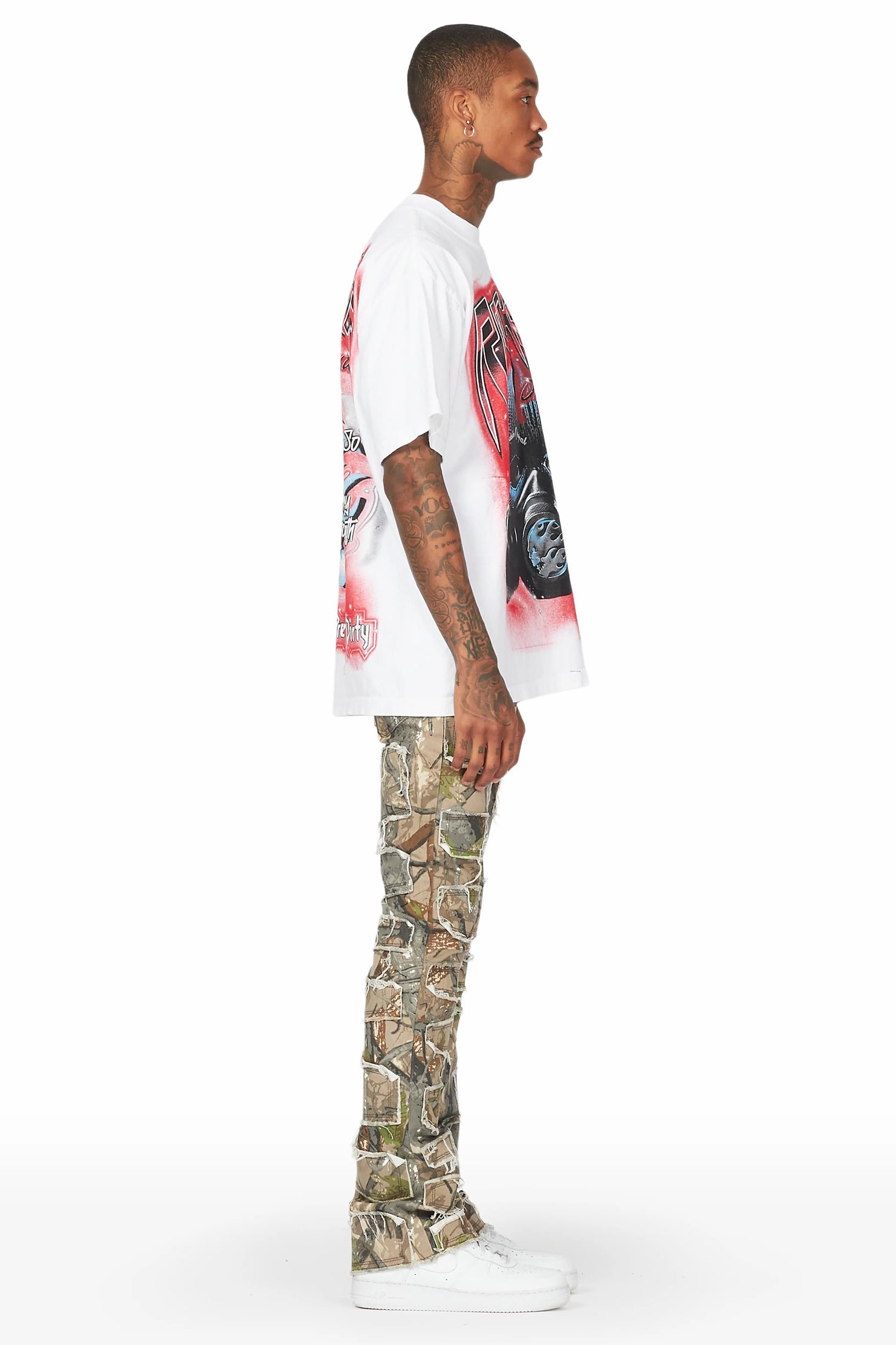 Shake Brown Tree Camo Stacked Flare Jean