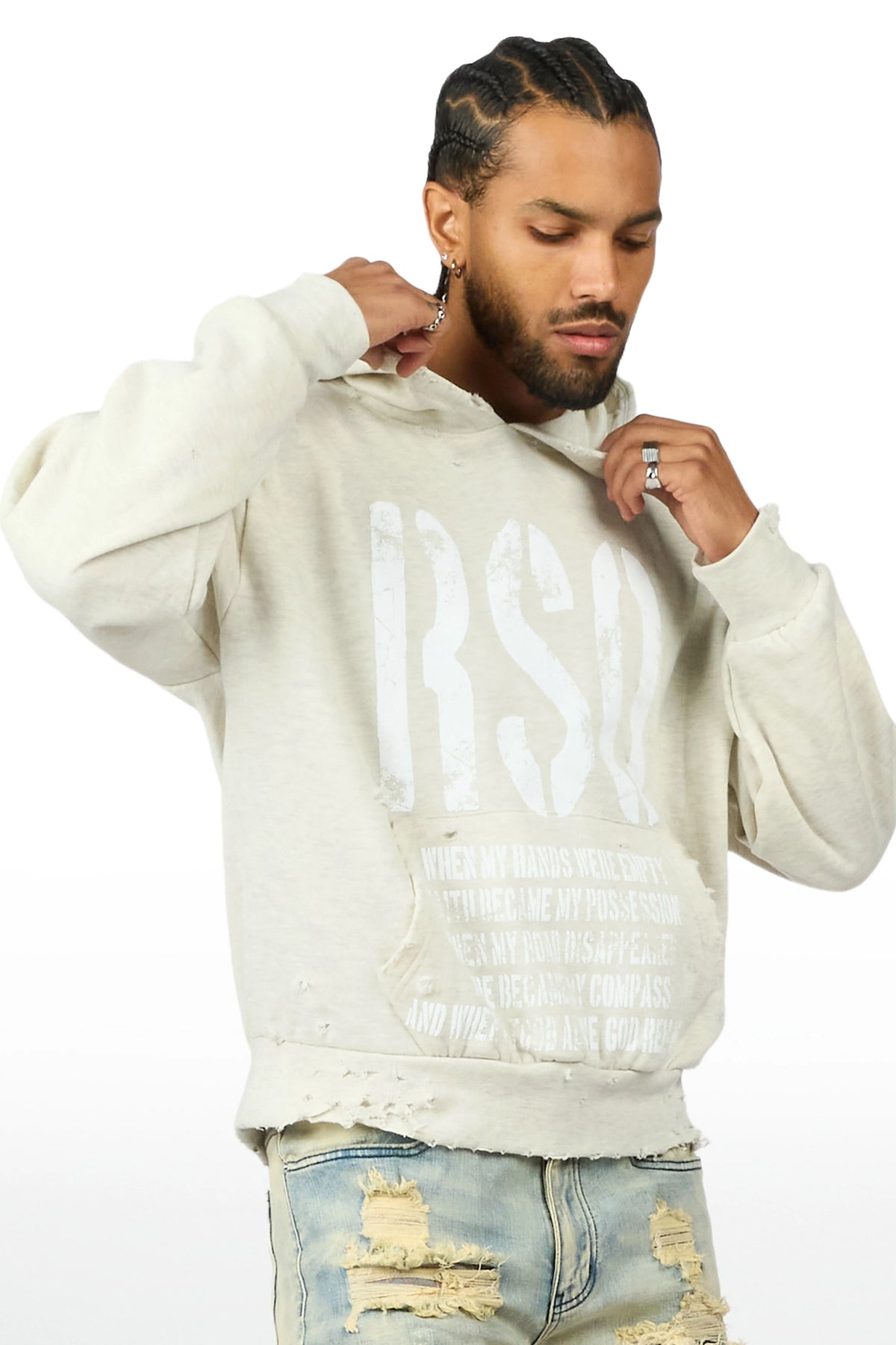 Jaesh Light Oatmeal Graphic Hoodie