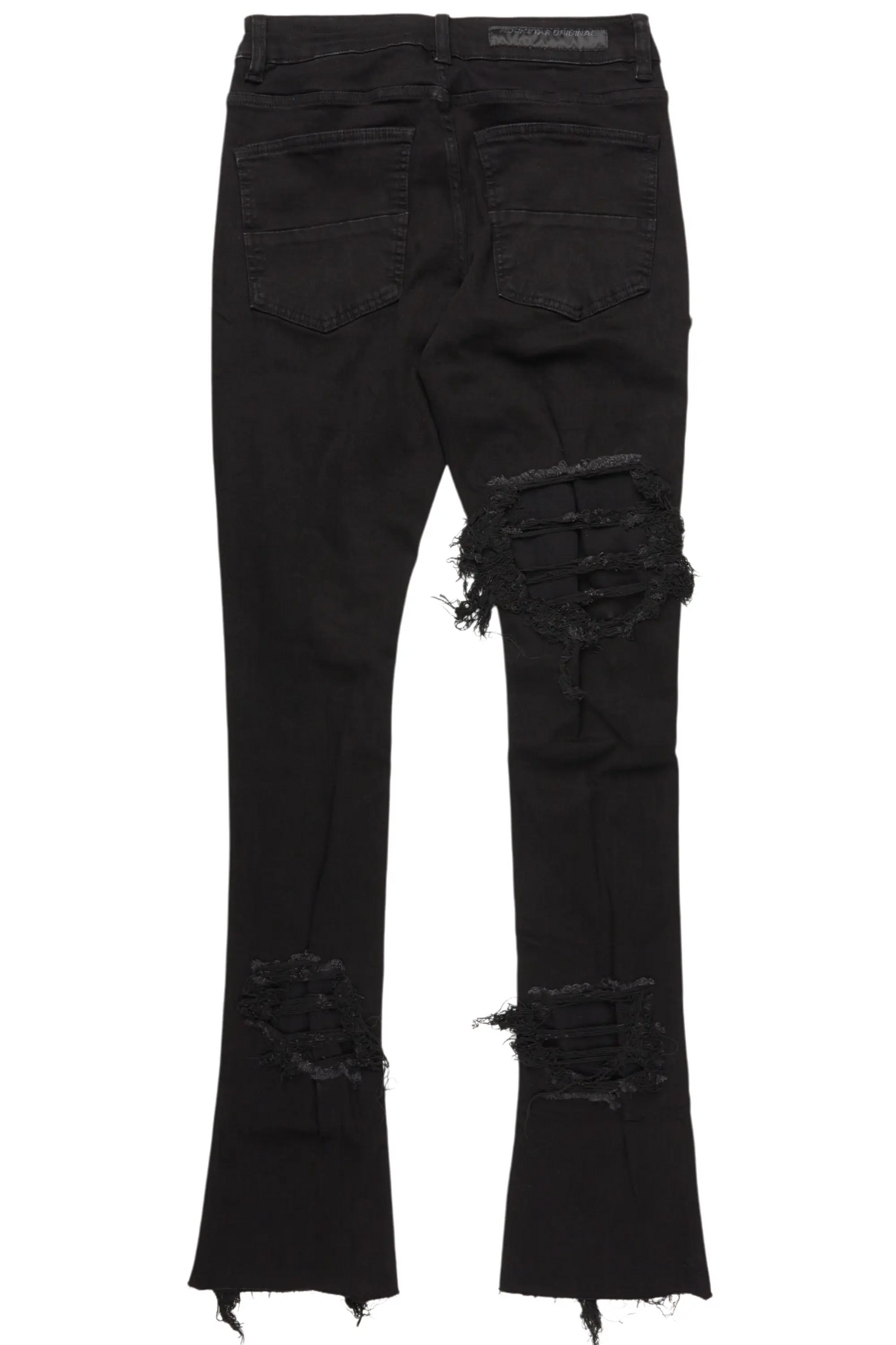 Fateh Jet Black Stacked Flare Jean