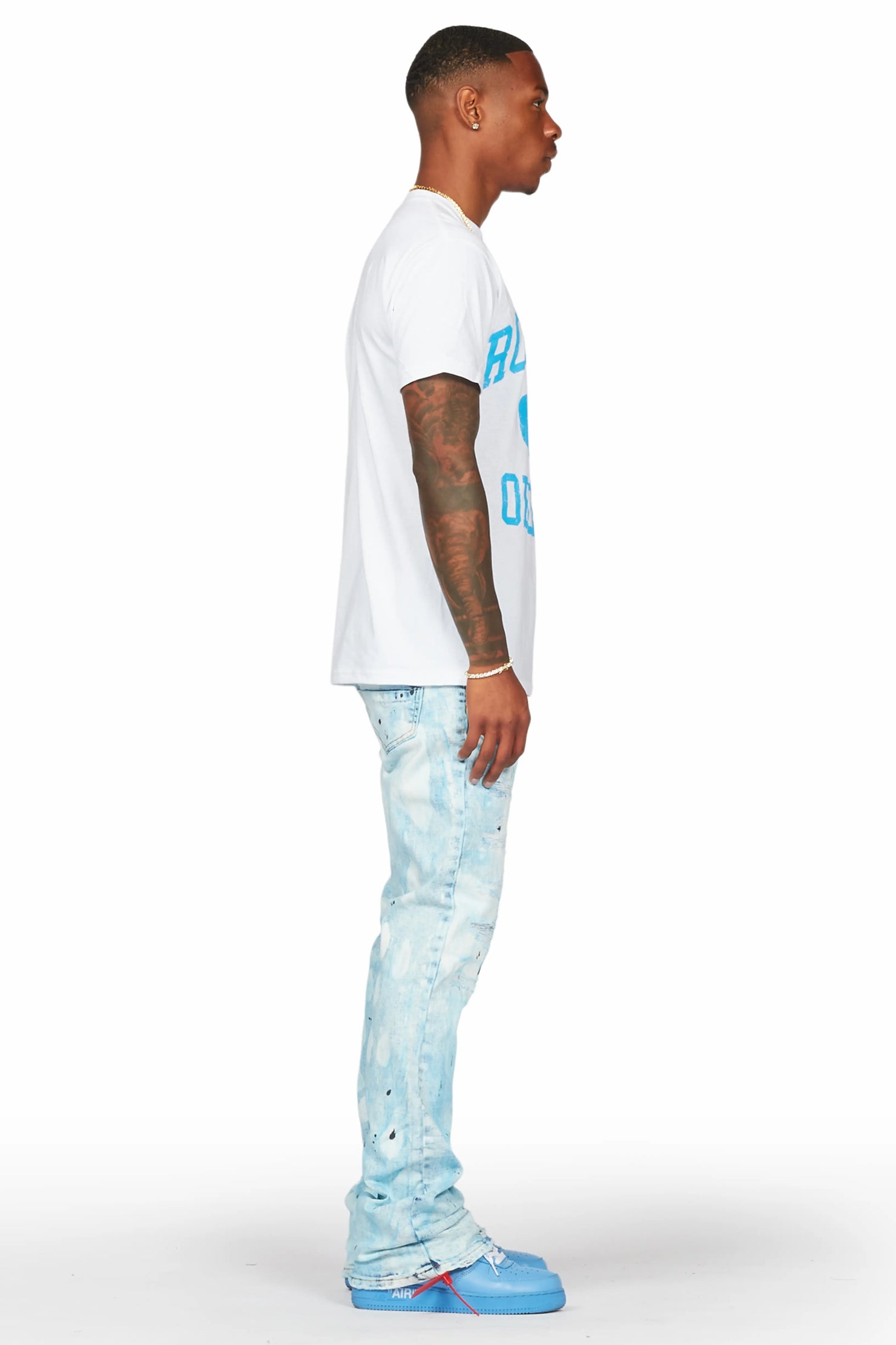 Cantu Light Blue Stacked Flare Jean