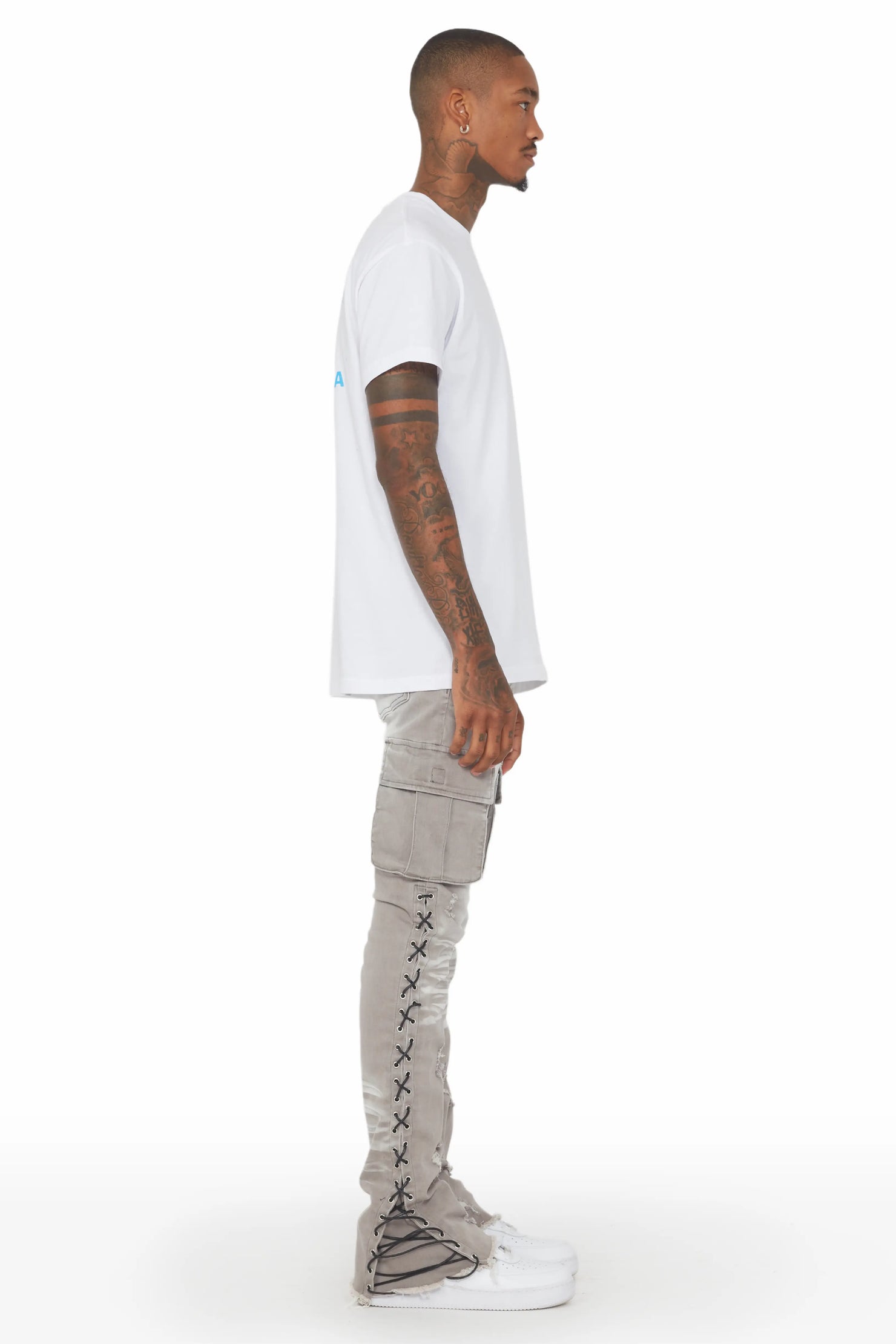 Honor Grey Stacked Flare Jean