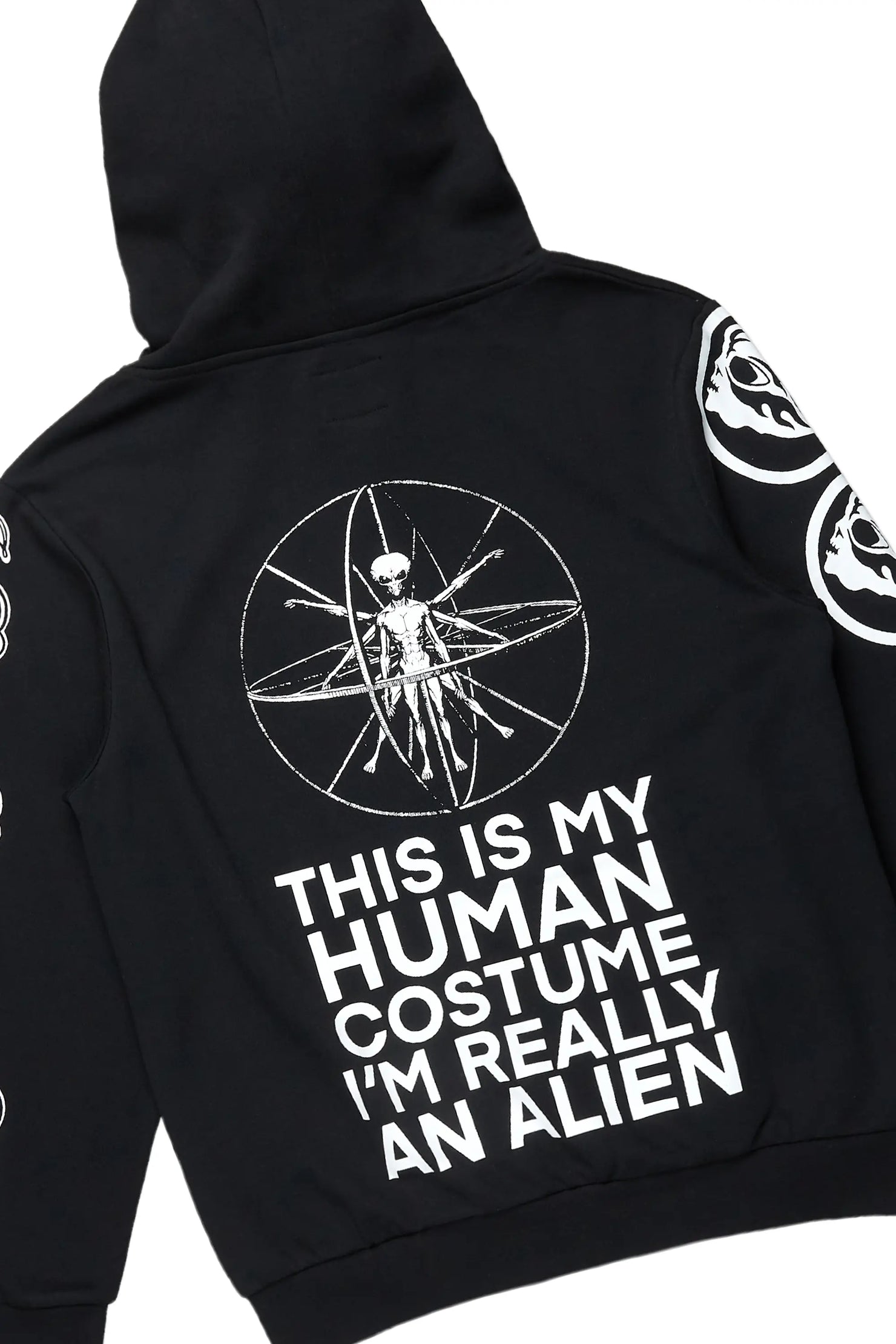 Yarden Black/Red Graphic Hoodie/Stacked Flare Pant Track Set