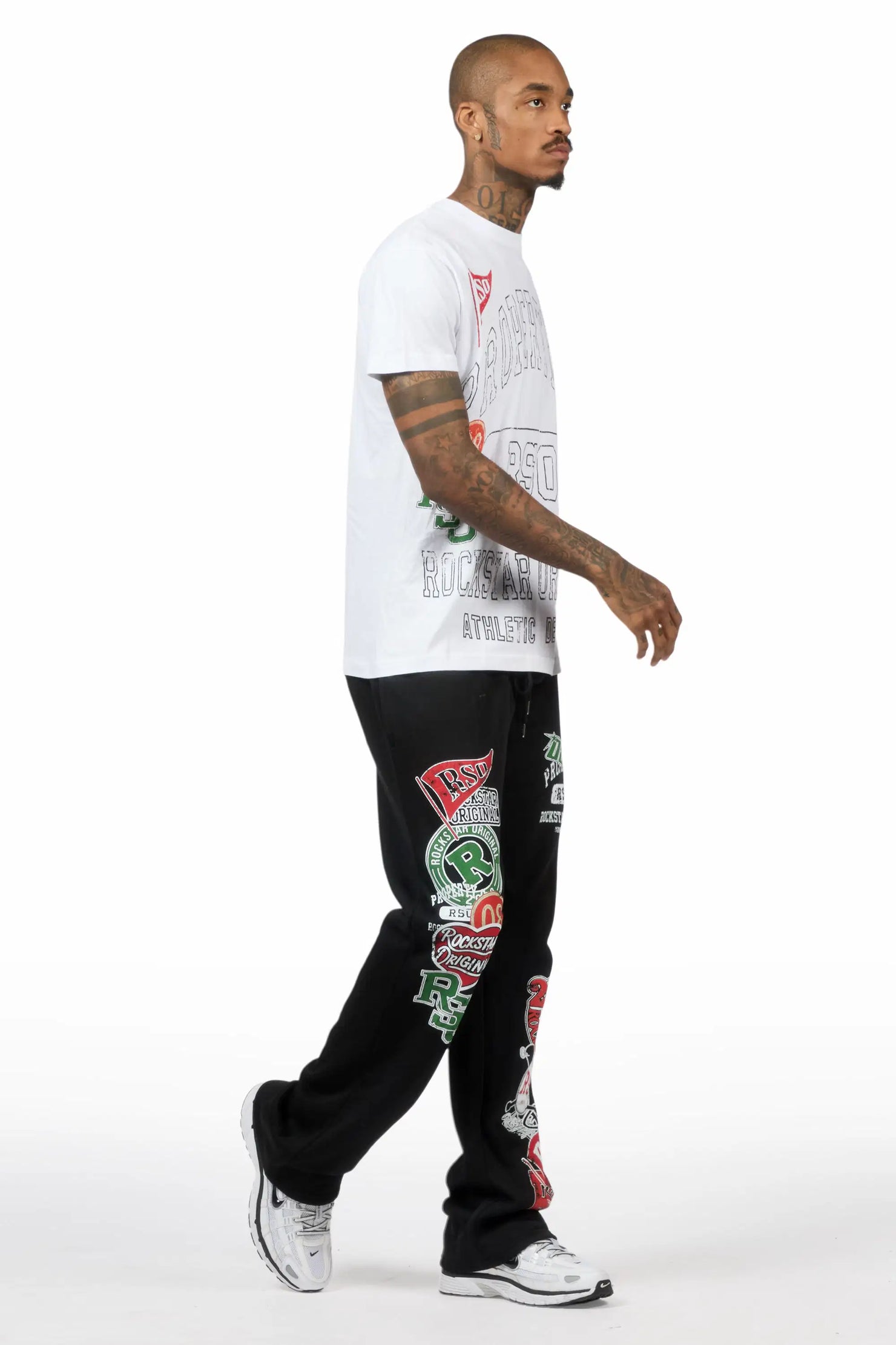 Syrix White/Multi T-Shirt/Relaxed Track Set