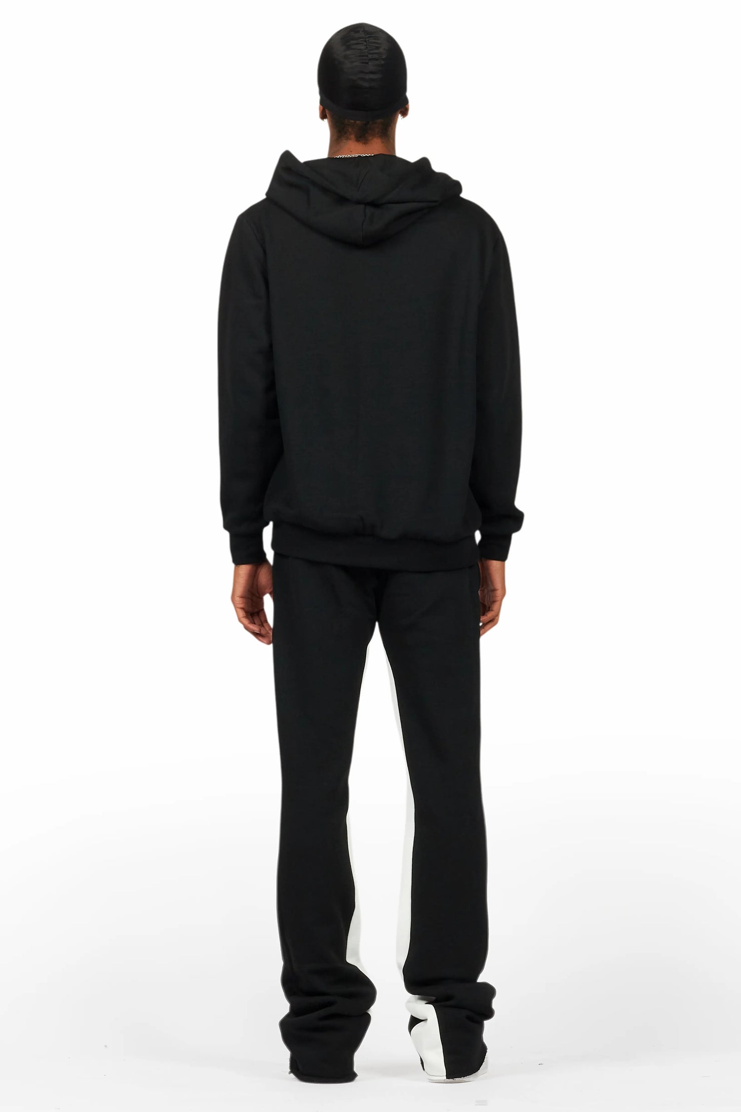 Basic Black/White Hoodie/Baggy Track Pant Set