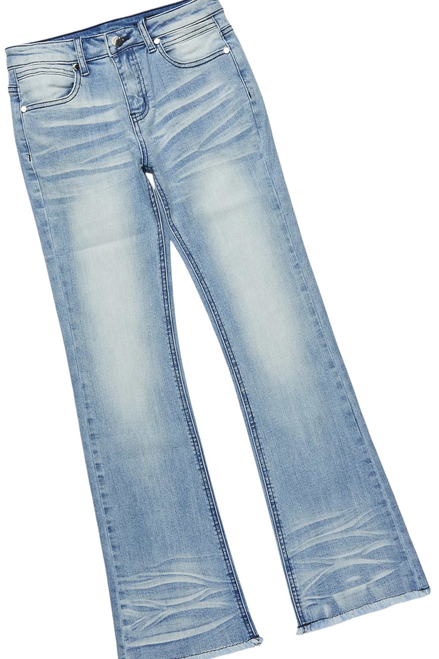 Boys Beau Navy/Blue Hoodie/Stacked Flare Jean Set