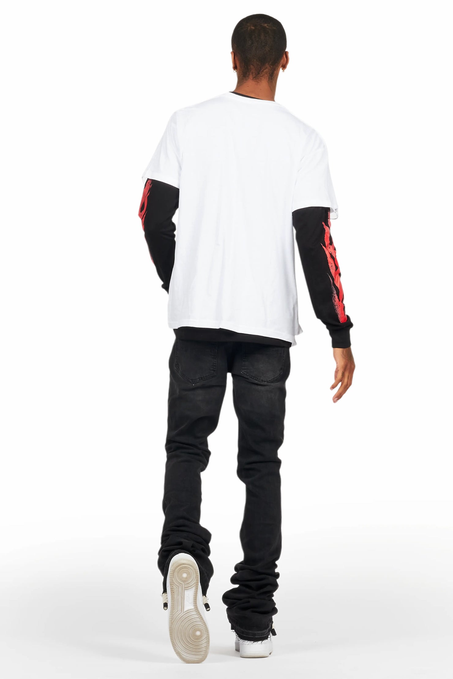 Stellan Dark Grey Super Stacked Flare Jean