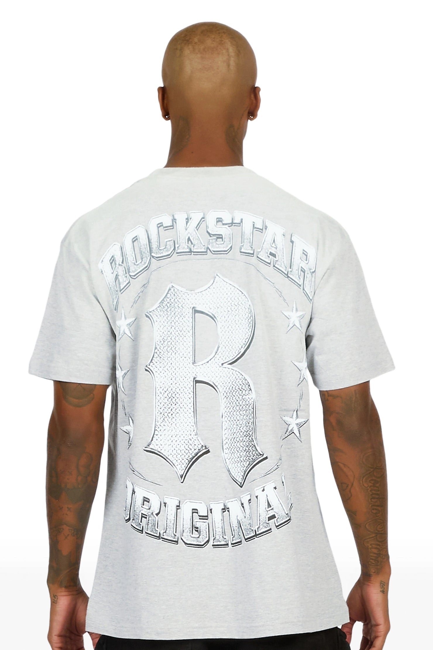 Dewayne Heather Grey Oversized Graphic T-Shirt