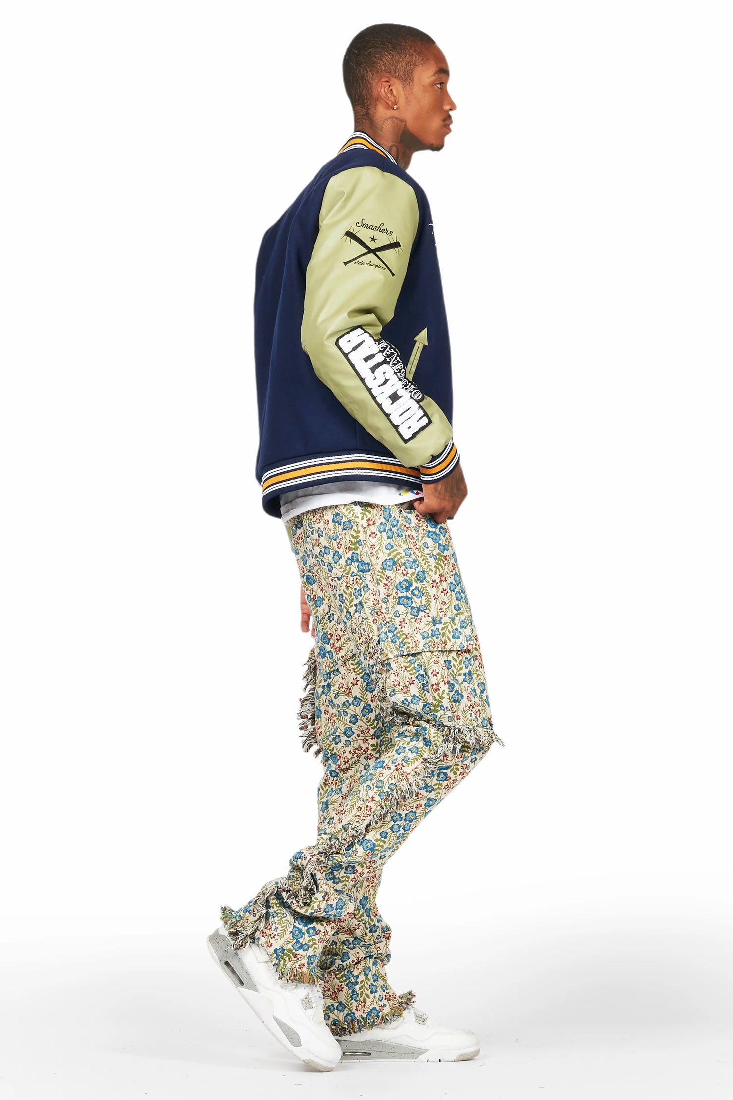 Ayara Beige/Multi Slim Tapestry Flare Jean