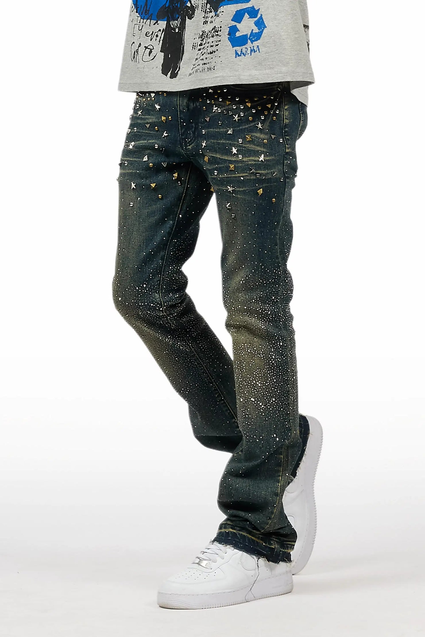 Onyx Tint Blue Stacked Flare Jean