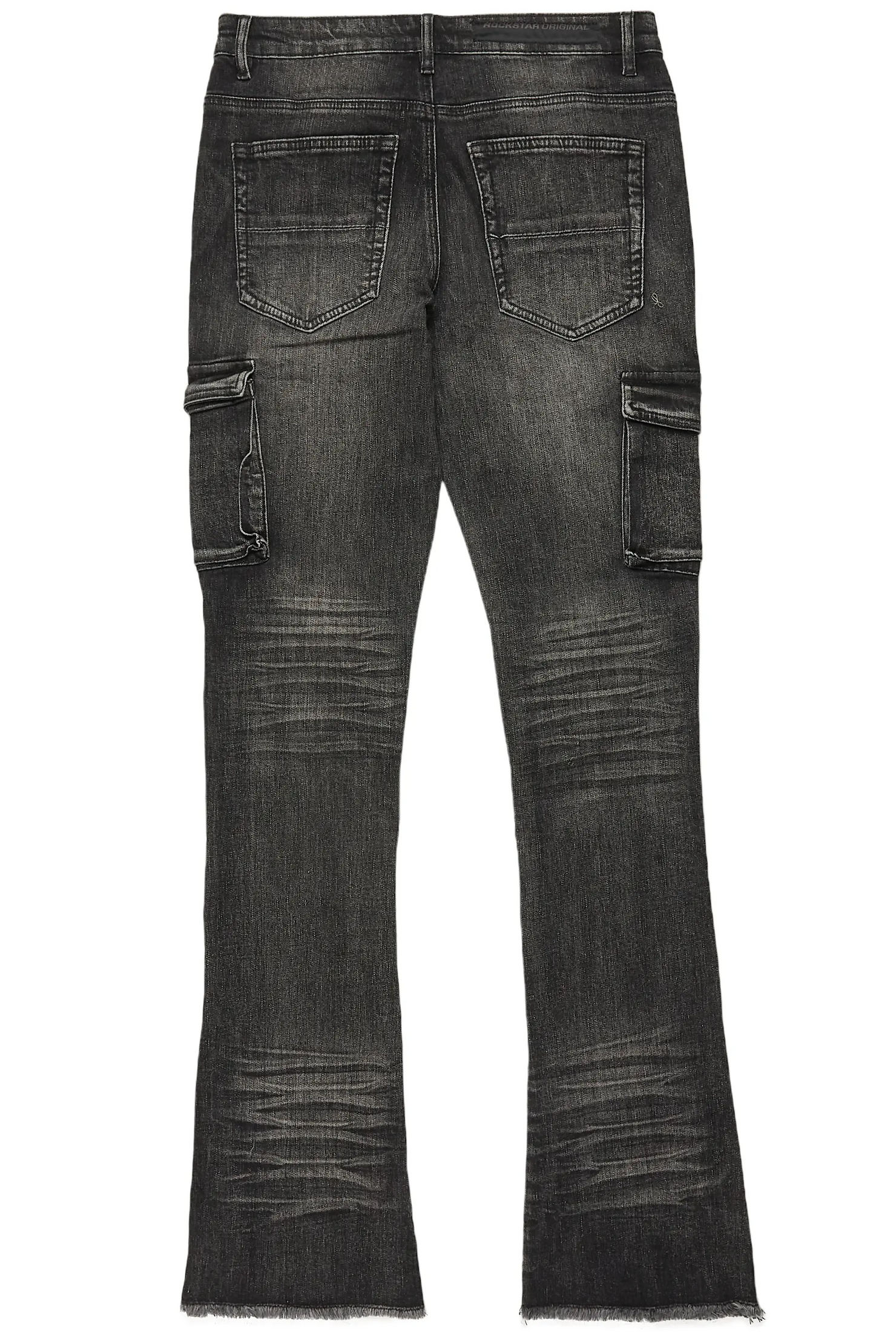Feodor Dark Grey Stacked Flare Cargo Jean