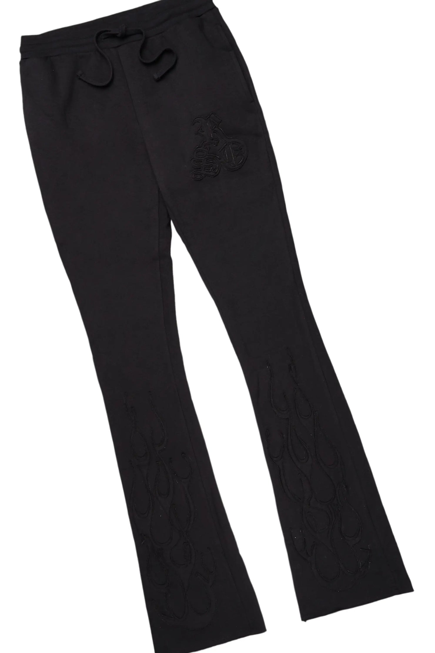 Foresty Black Hoodie Stacked Flare Track Set