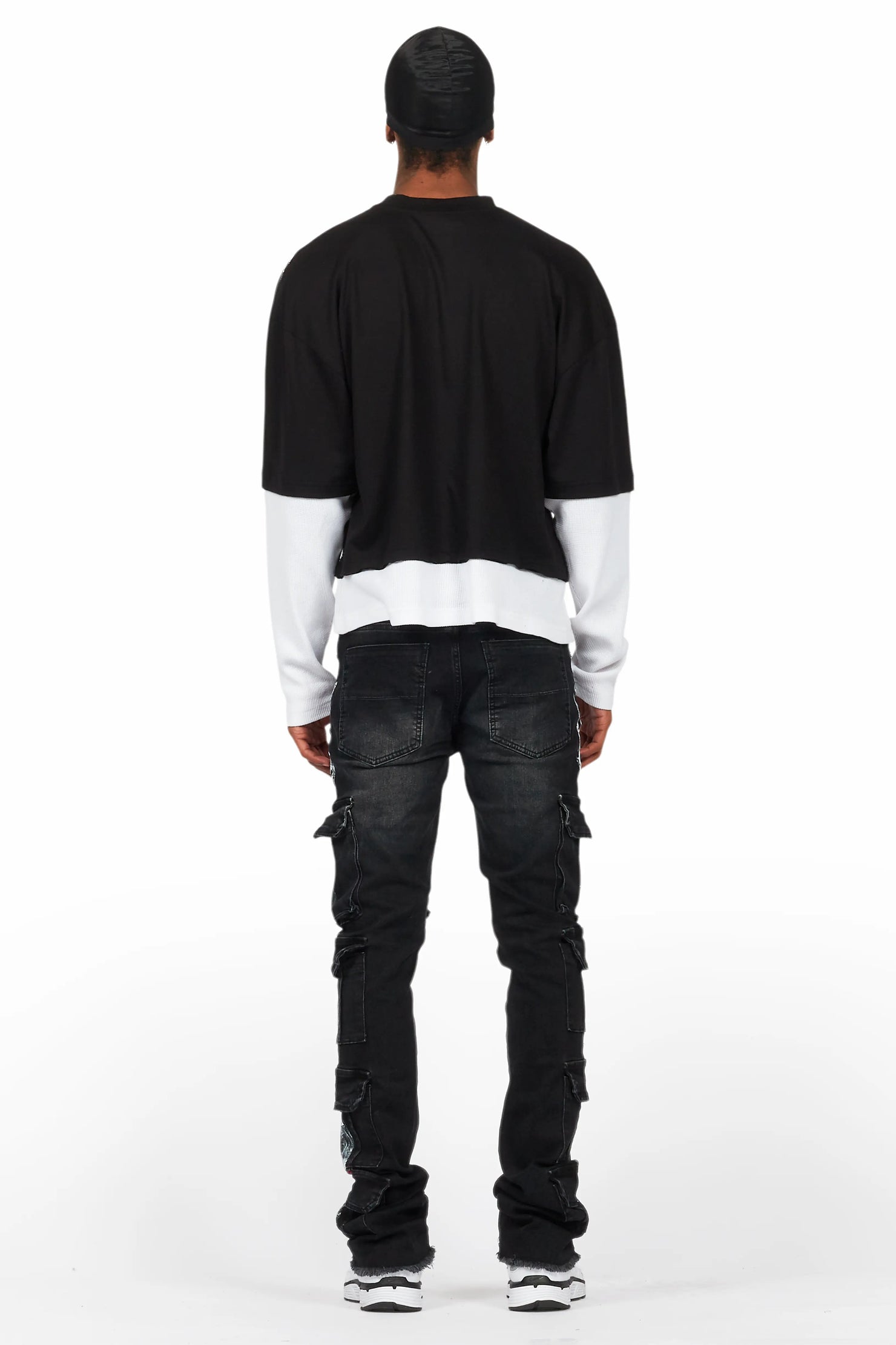 Farrow Black Painter Double Layer T-Shirt/Stacked Flare Jean Bundle