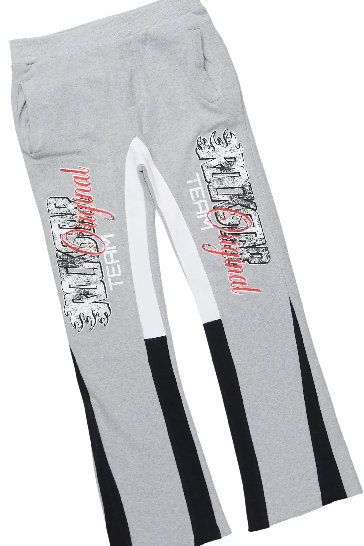 Boys Ryker Heather Grey Hoodie/Stacked Flare Track Set