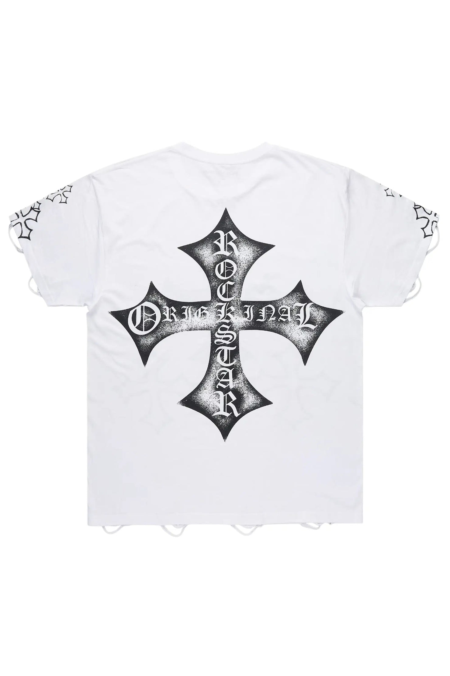 Marizon White/Black Oversized Distressed Graphic T-Shirt