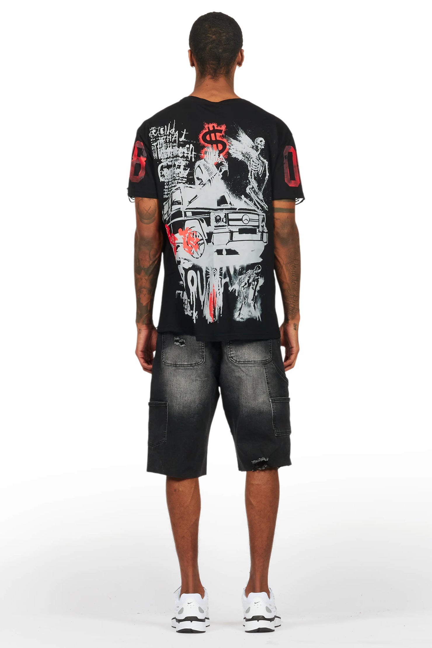 Grill Black T-Shirt/Denim Short Set