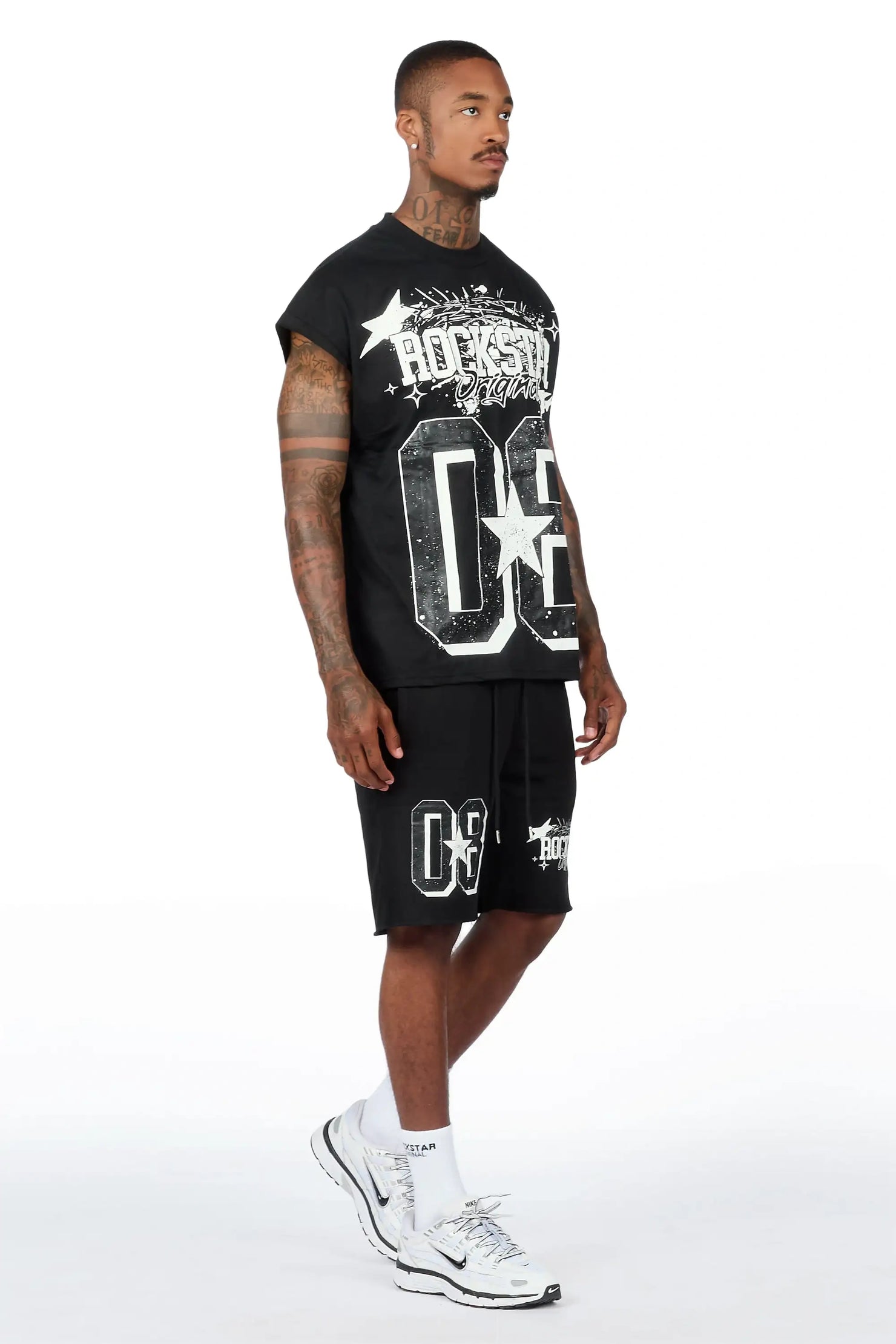 Allstar Cut Sleeve Black/White T-Shirt Short Set