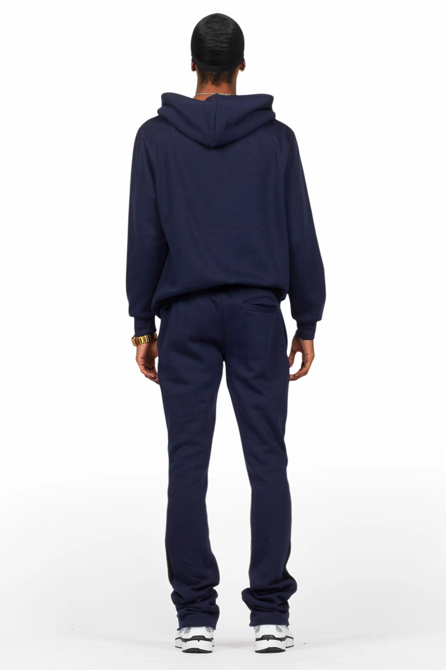 Basic Navy Hoodie/Stacked Flare Track Set