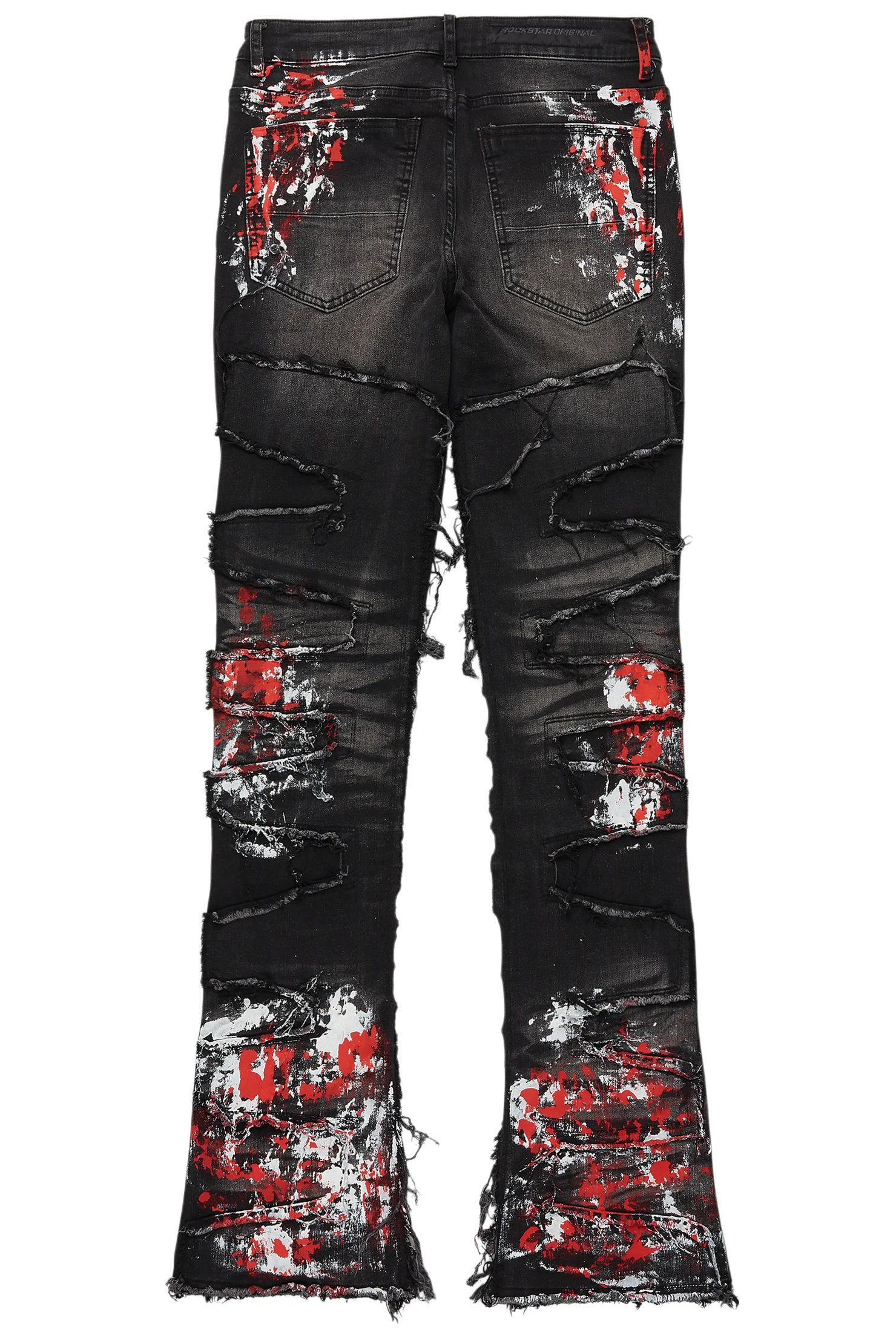 Kodak Grey/Red Painter Stacked Flare Fringe Jean