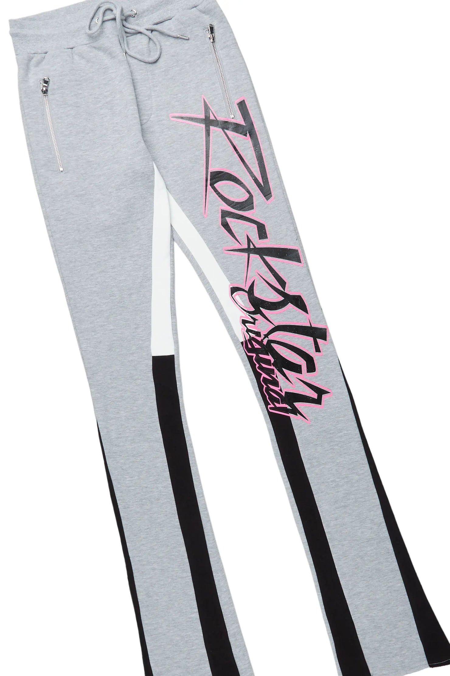 Kalibre Heather Grey/Black Hoodie/Stacked Flare Pant Set