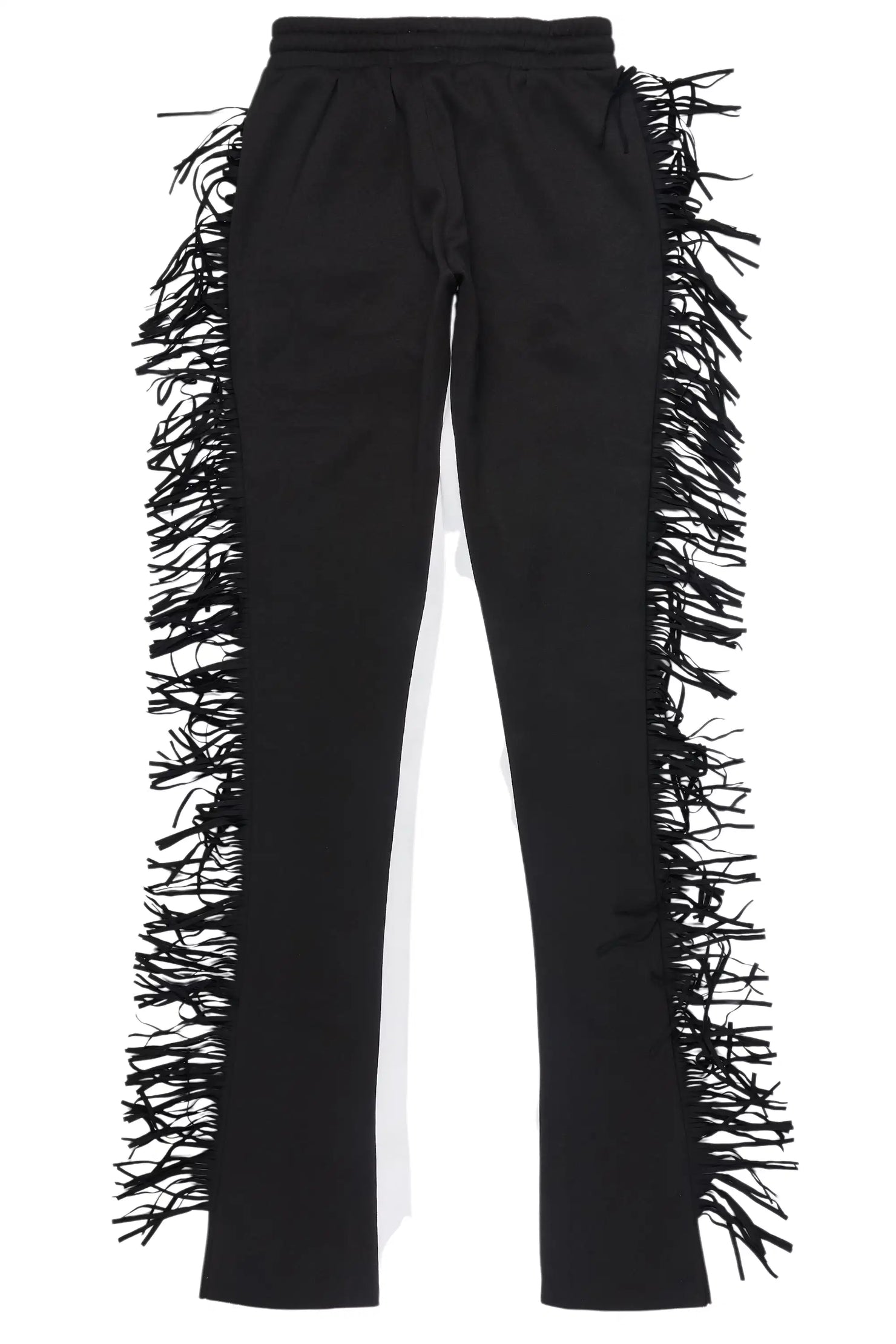 Kendra Black Fringe Stacked Flare Track Pant