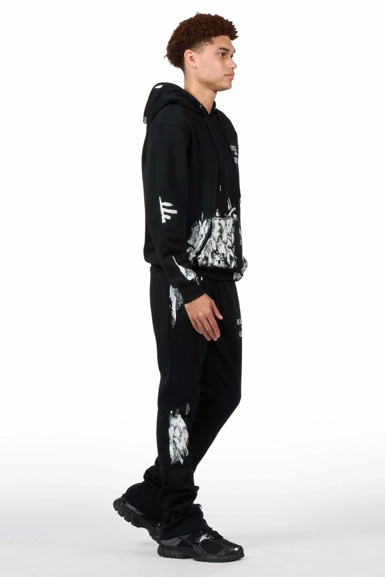Filip Black Hoodie/Stacked Pant Track Set