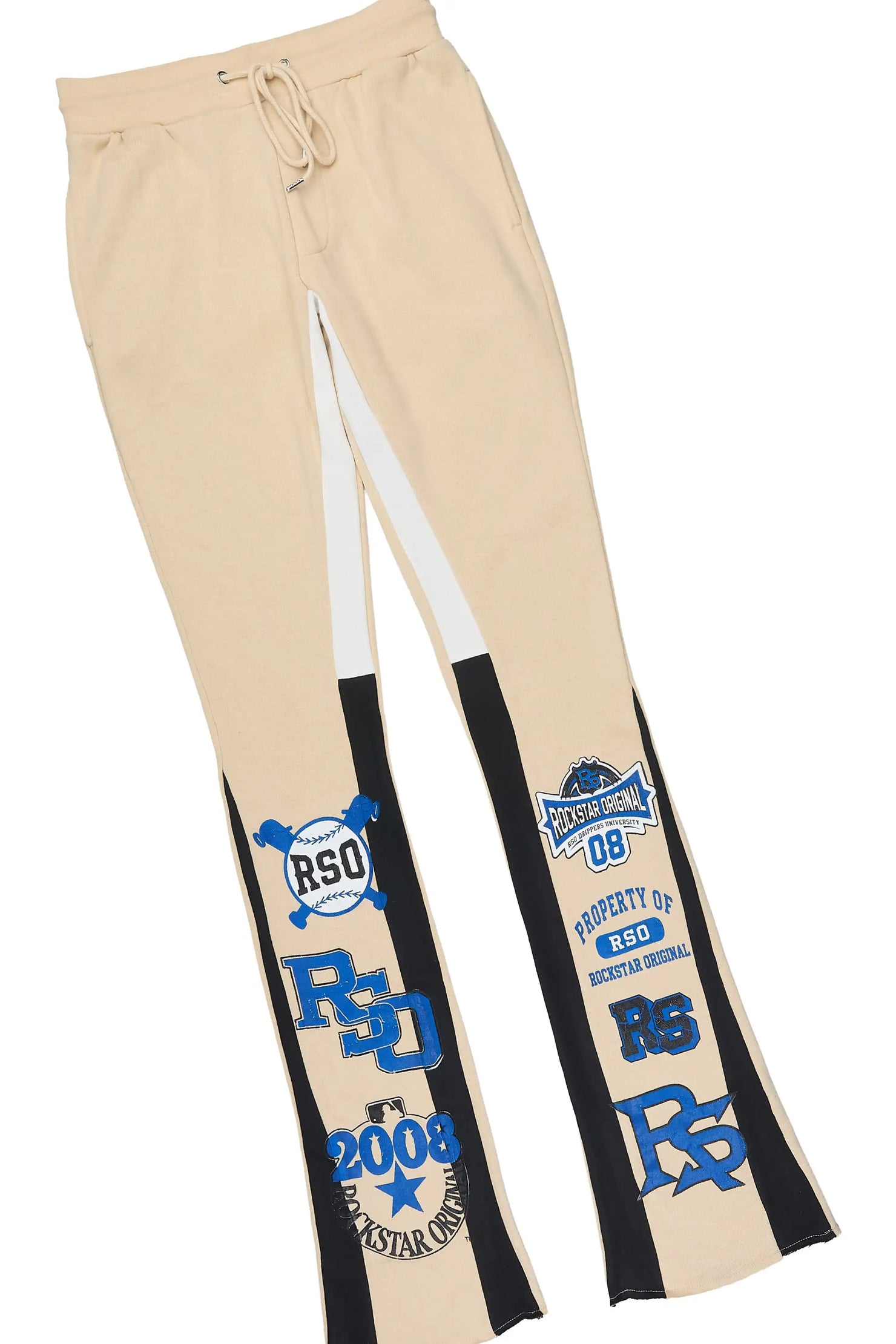 Mavrix White/Beige T-shirt/Stacked Flare Track Pant Set