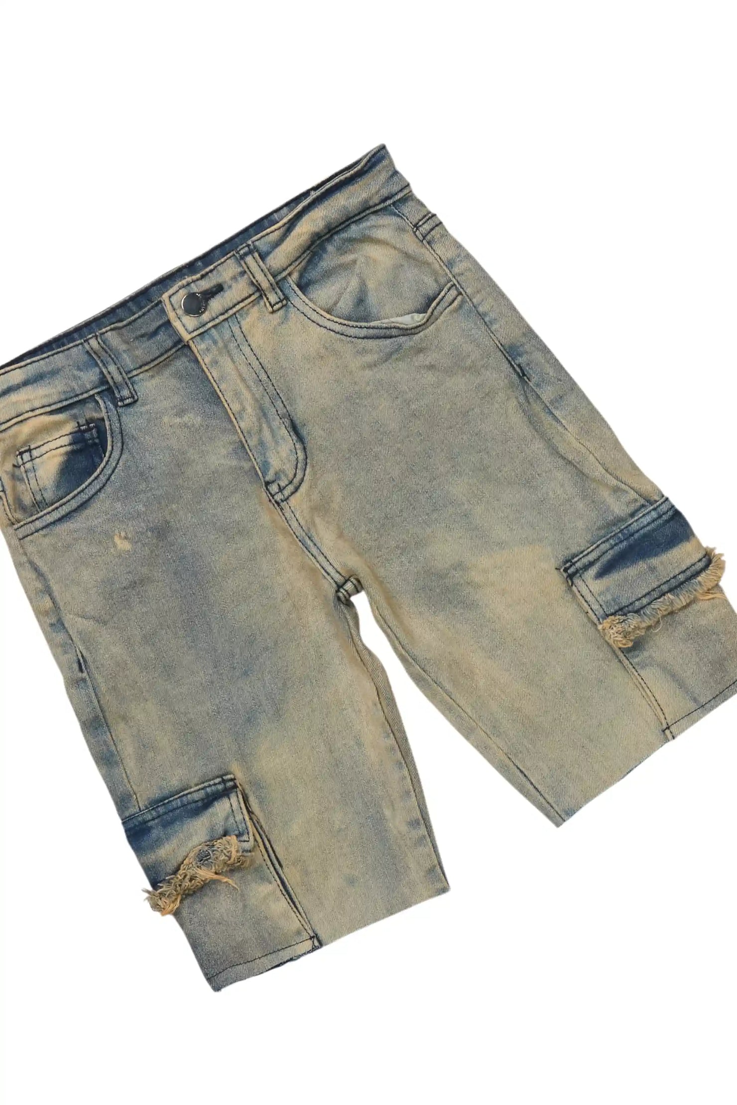 Boys Beau Grey/Vintage Light Wash T-Shirt/Denim Short Set