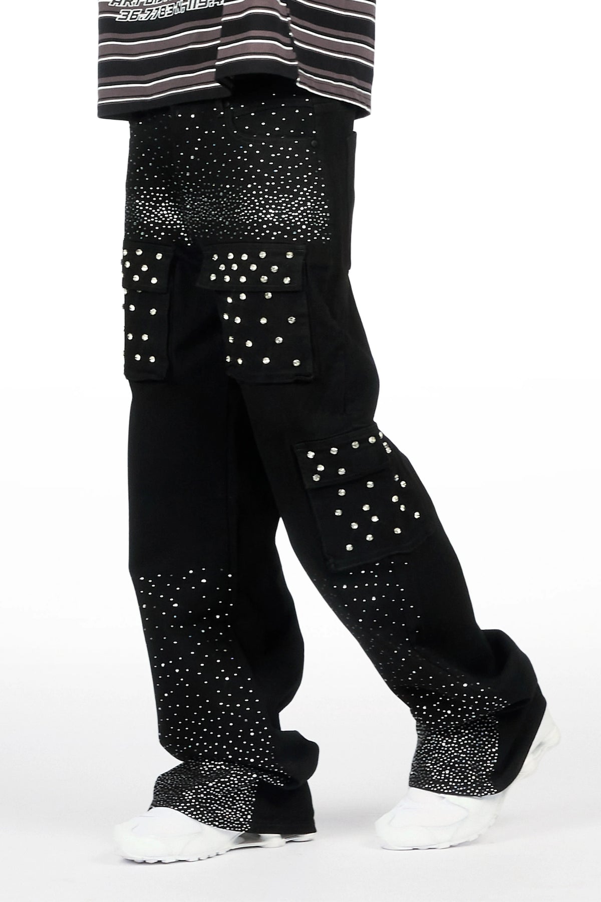 Arman Black Rhinestones Baggy Fit Jeans