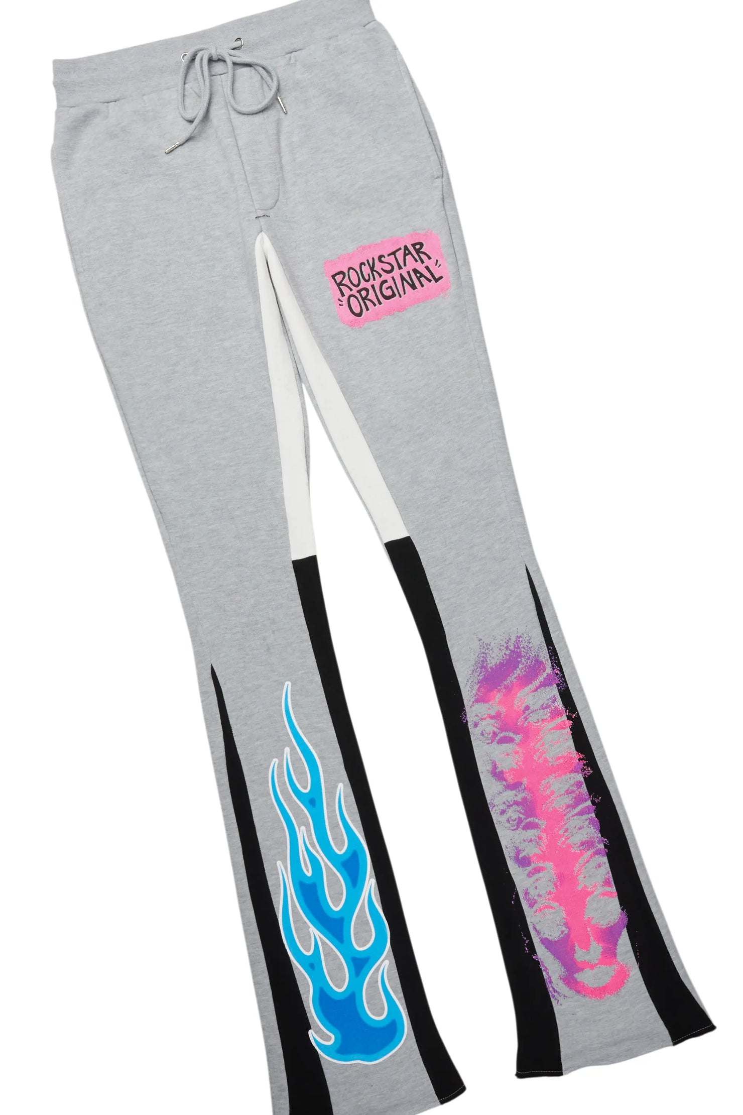 Beno Heather Grey Stacked Flare Hoodie Track Set