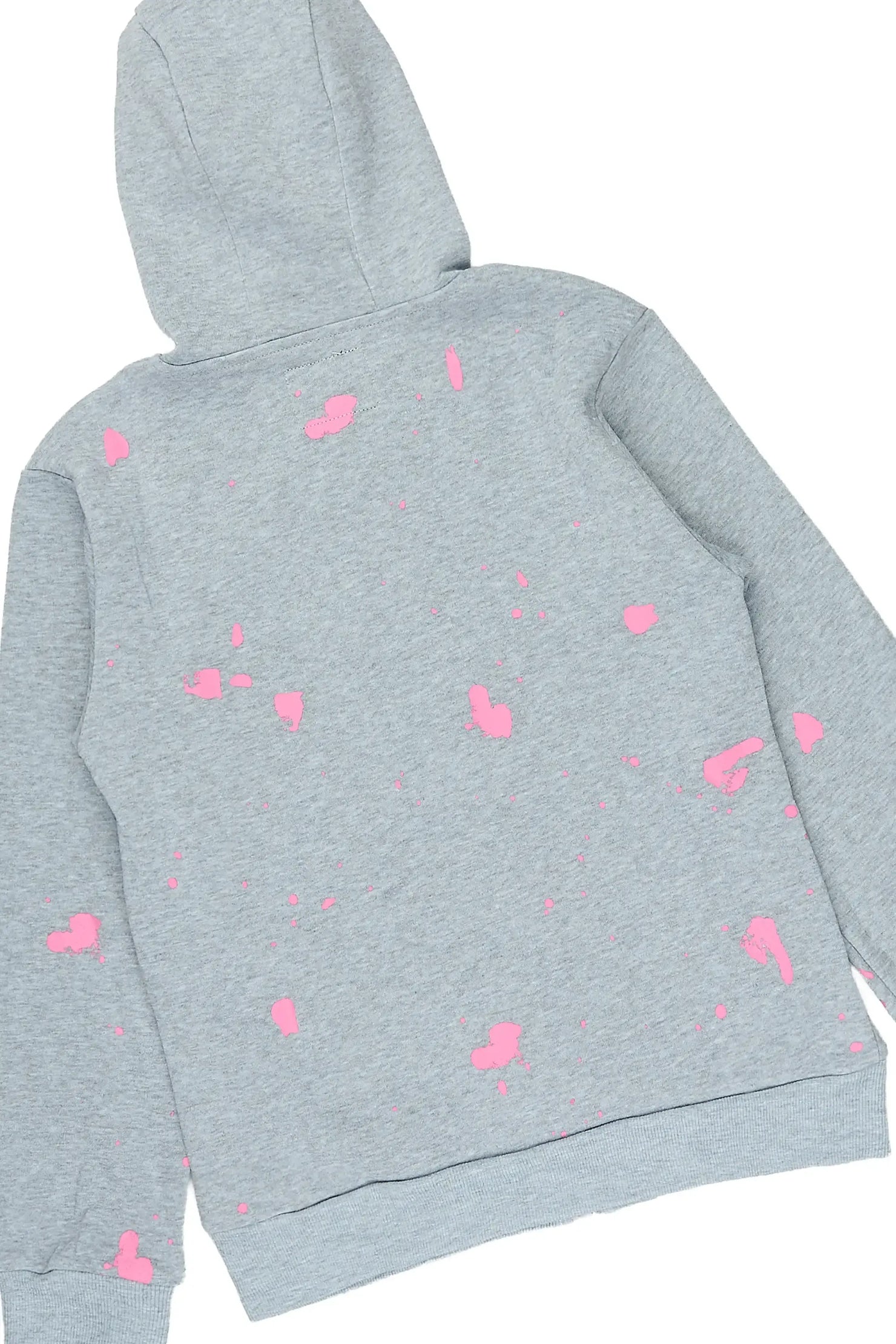 Girls Halloway Heather Grey/Pink Zip Up Stacked Flare Track Set